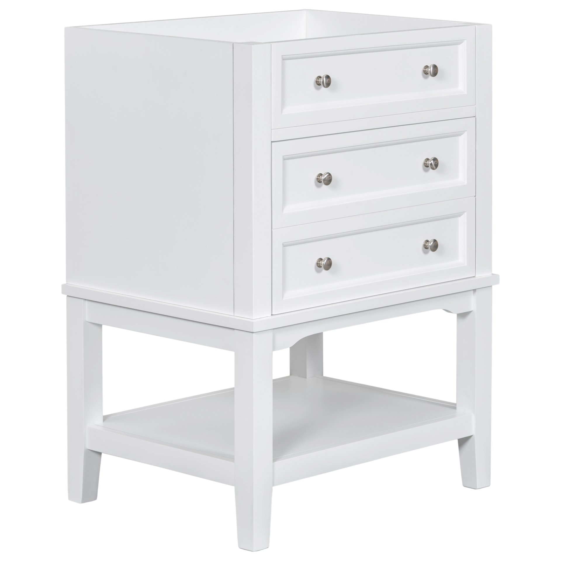 24" Bathroom Vanity Without Sink, Base Only, Storage Cabinet With Drawer And Open Shelf - White - Image 7