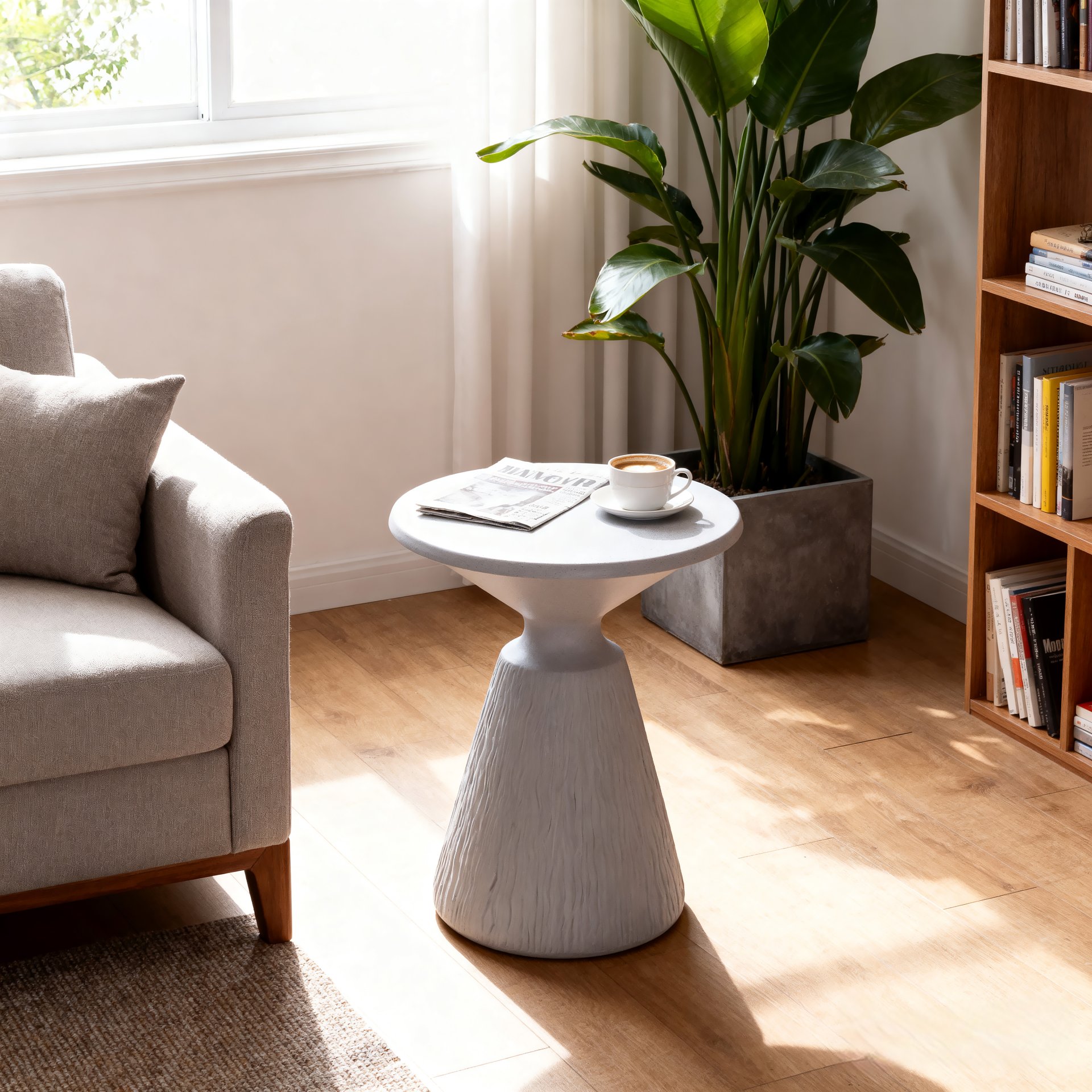 Outdoor End Table, Round Garden Stool - Aqua Gray - Image 12