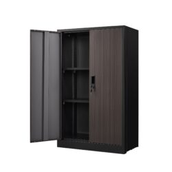Storage Cabinet With Locking Doors And Adjustable Shelf, Folding Filing Cabinet For Home Office - Black