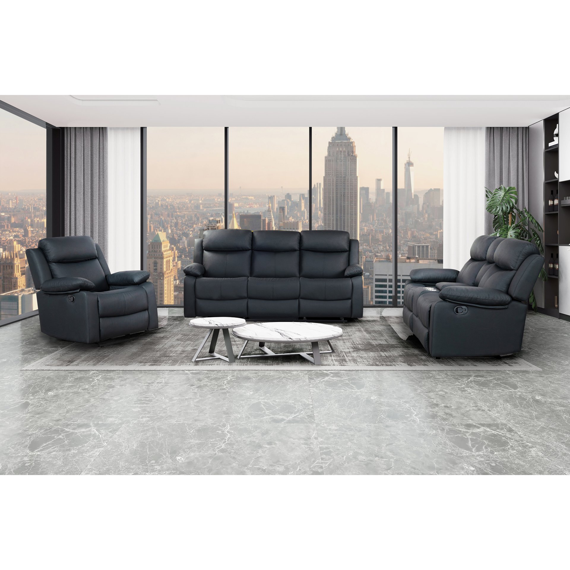 Blanche - Console Reclining Loveseat With LED Lights And Integrated Speakers - Black - Image 3