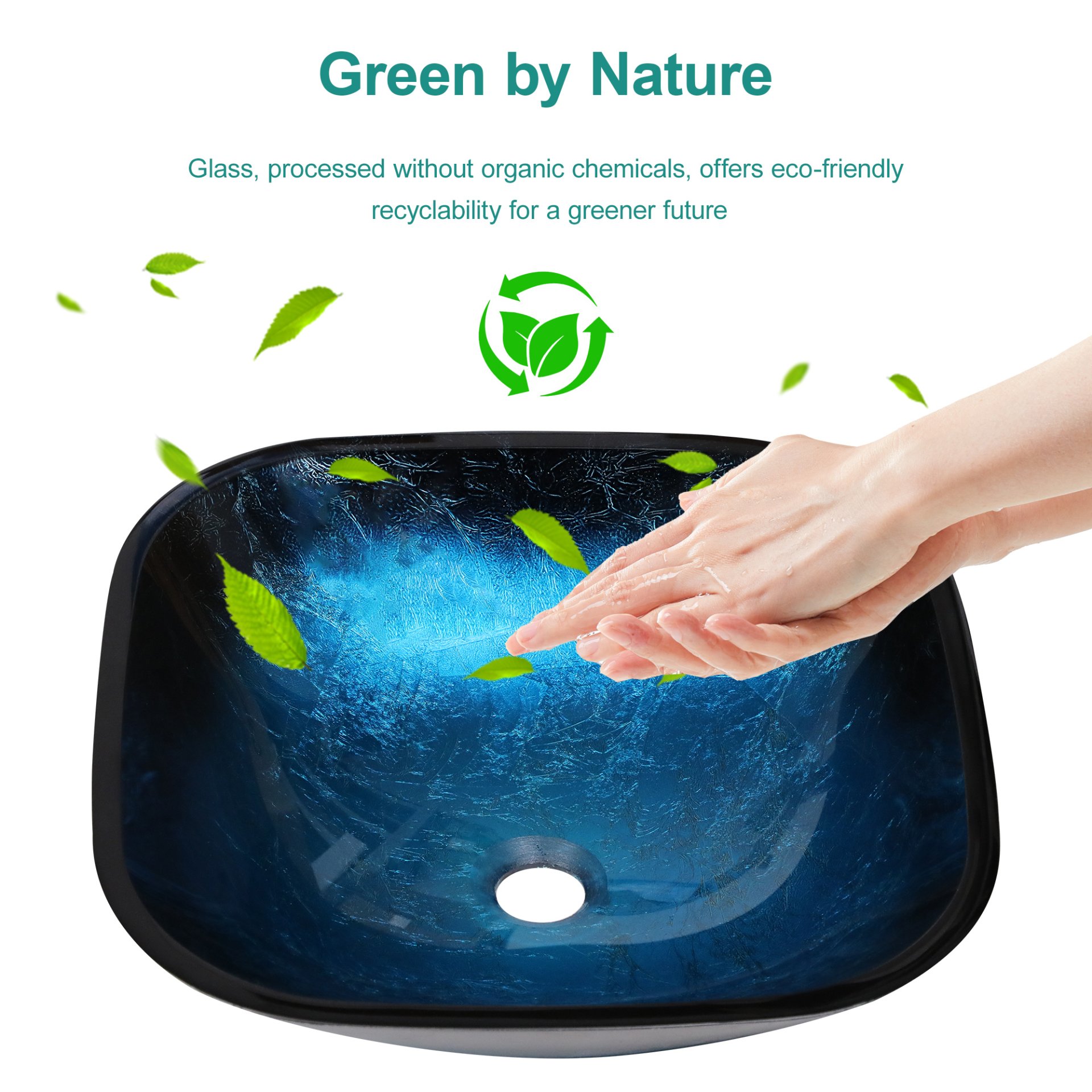 Artistic Vessel Sink With Faucet And Pop Up Drain - Blue - Image 9