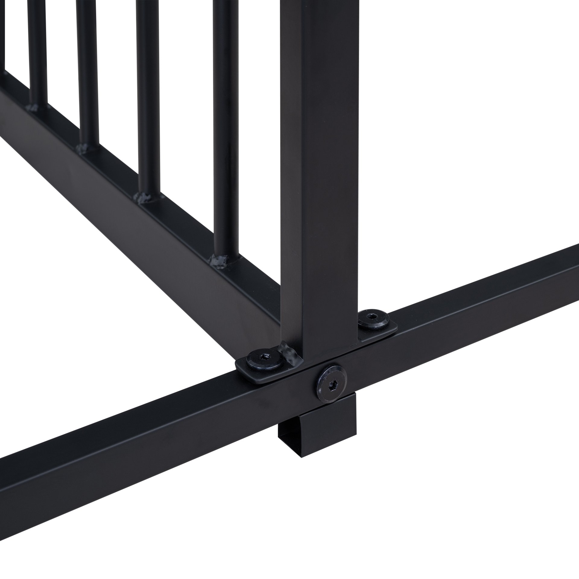 Twin Size House Platform Beds, 2 Shared Beds, Frame With Guardrails, Twin Twin Design - Black - Image 11