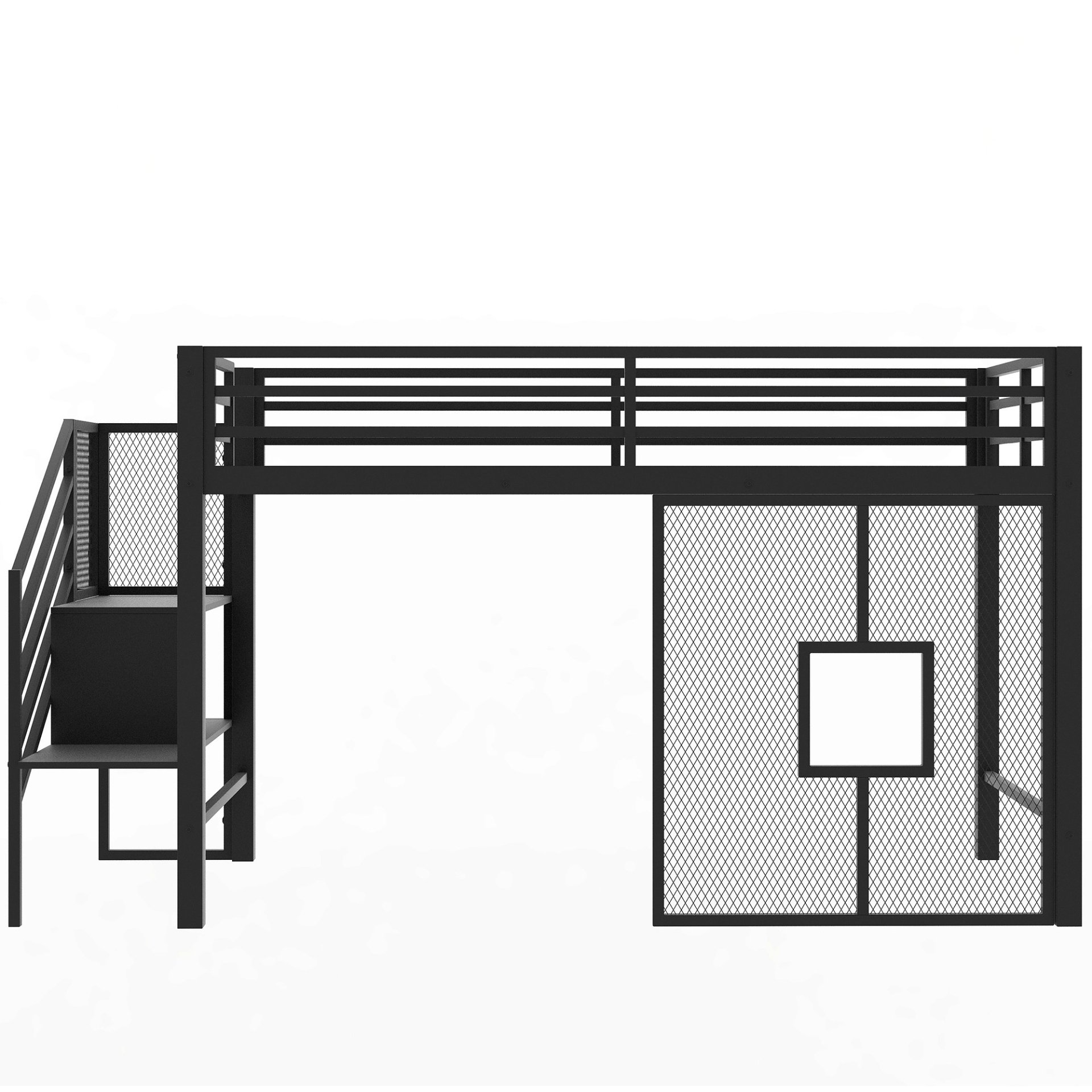 Twin Low Loft Bed Frame With Storage Staircase - Black - Image 9