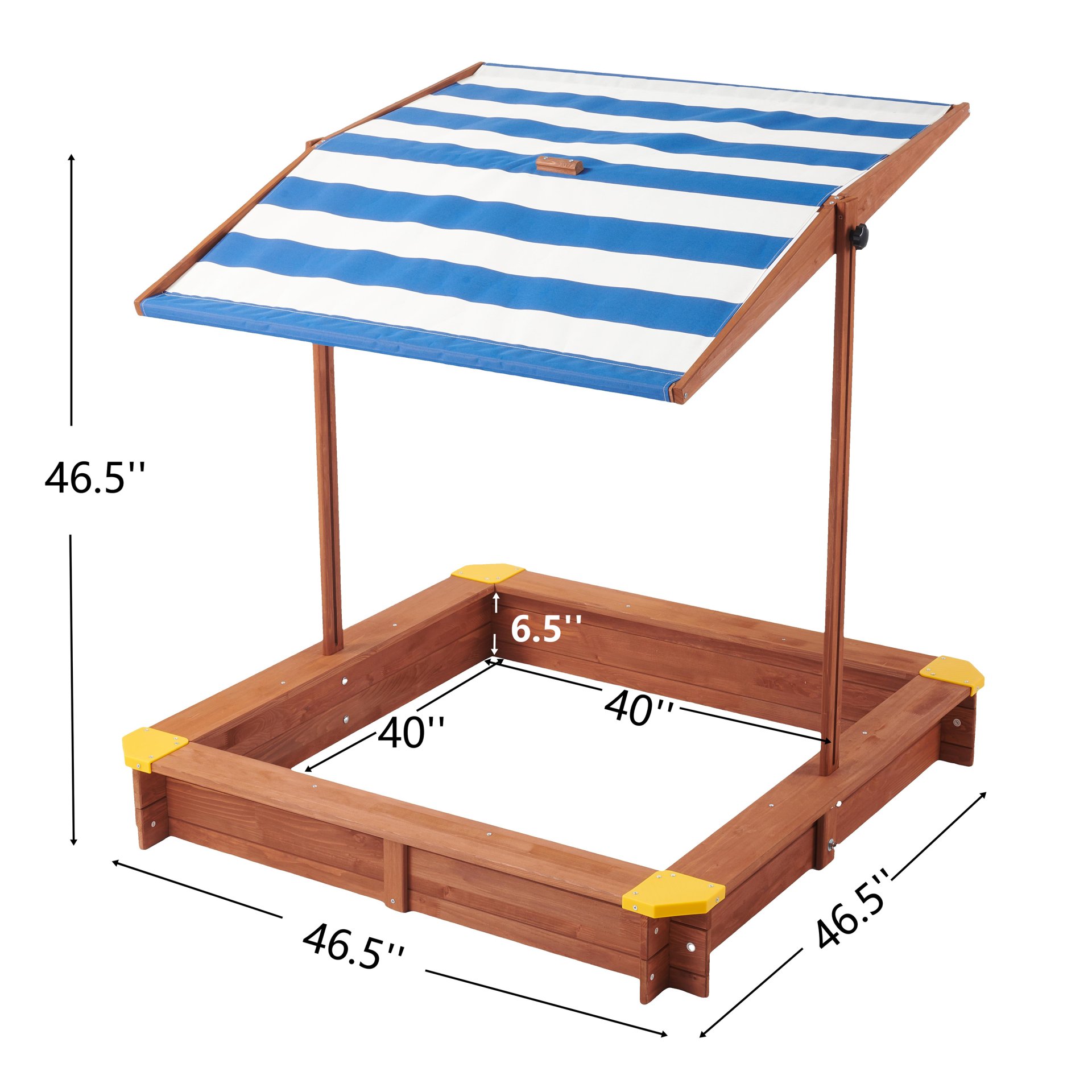 Kids Sandbox With Cover, Sand Box With Adjustable Canopy, Large Outdoor Cedar Sandpit For Backyard Play - Reddish Brown - Image 3