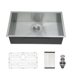 Undermount Sink Deep Kitchen Basin - Brushed Nickel