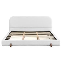 California King Size Upholstered Bed Frame - White