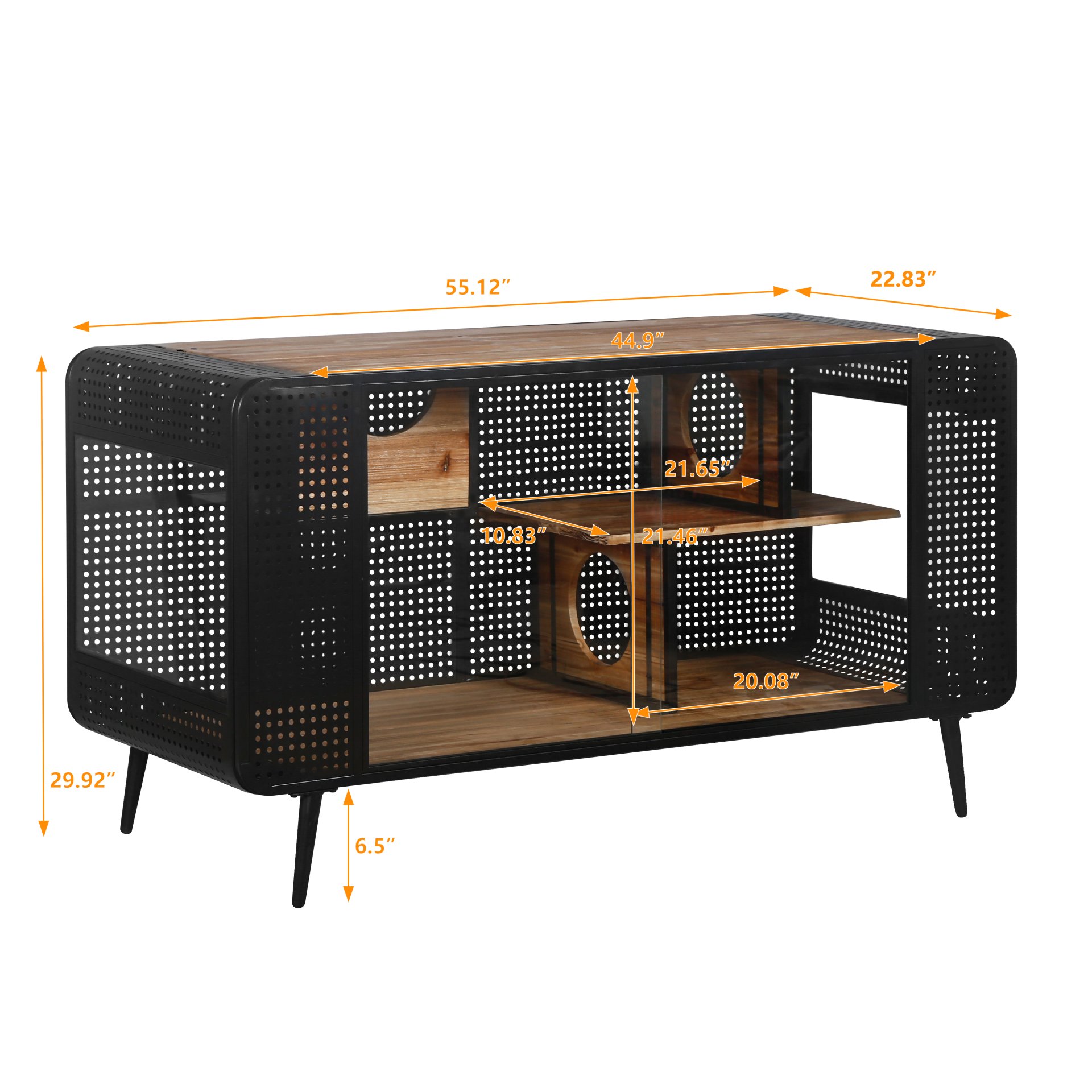 Modern Spacious Cat House With Tempered Glass And Iron Frame For Living Room - Black / Brown - Image 3