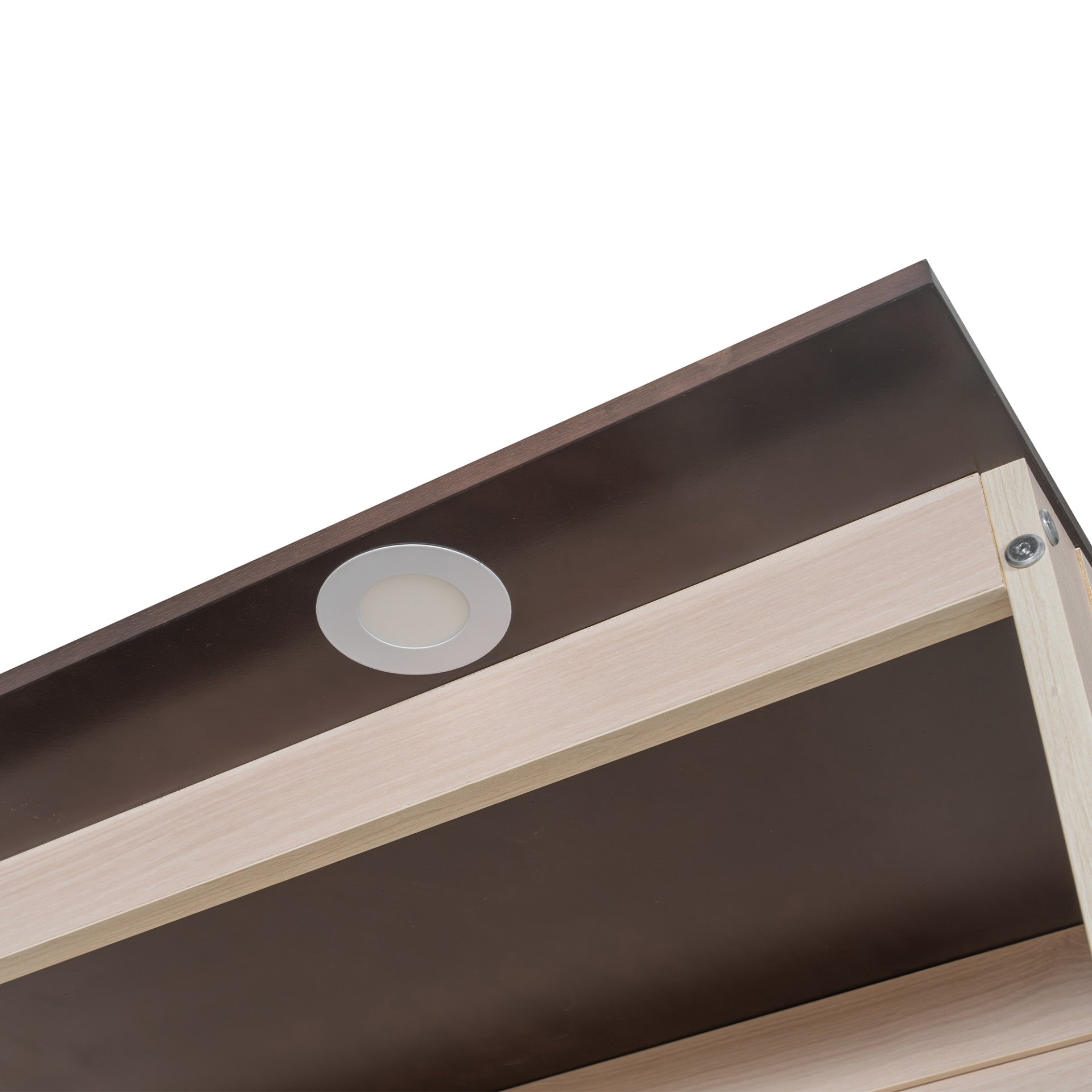 Queen Size Murphy Bed With Sofa And LED - Beige - Image 6