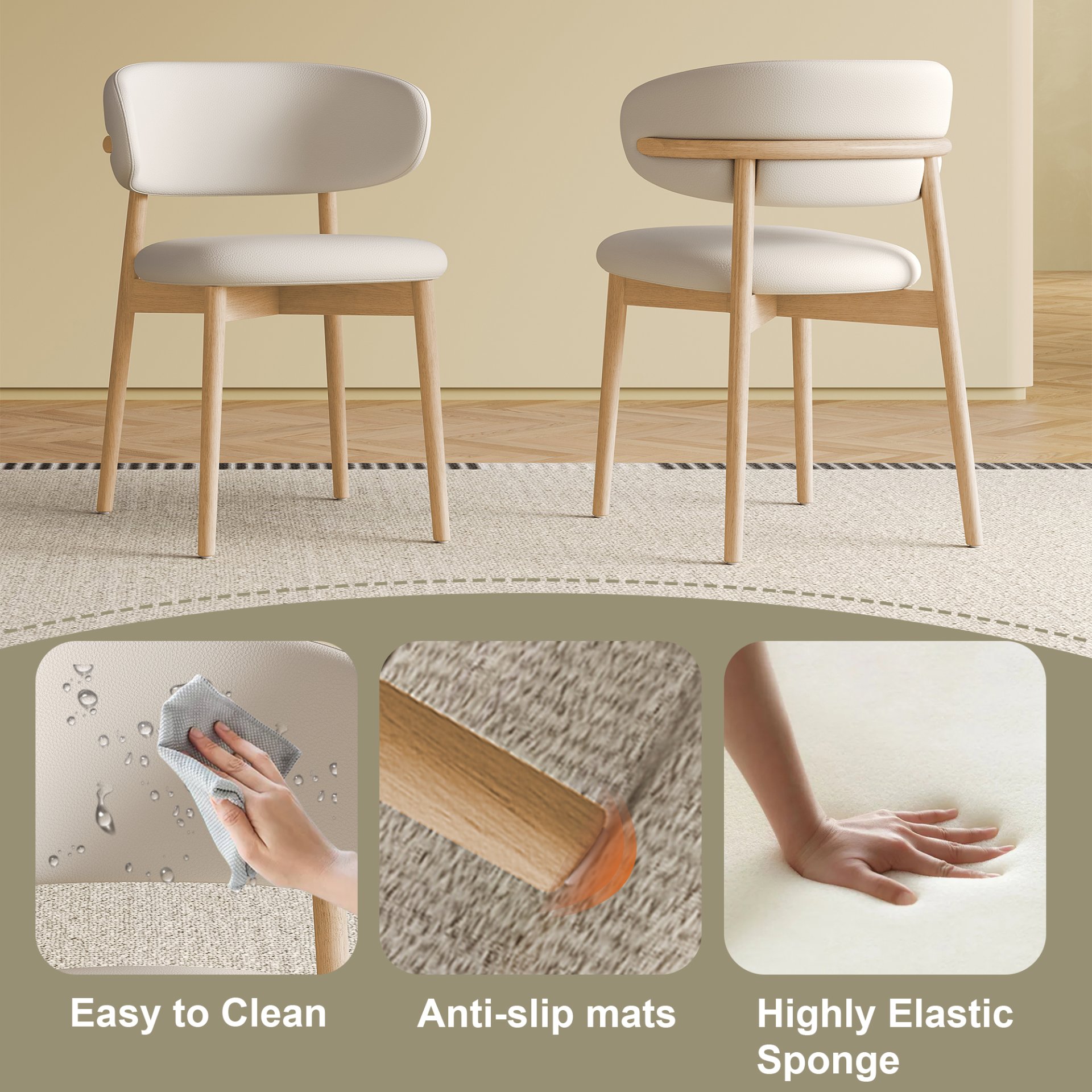 Dining Chair For Dining Room, Kitchen (Set of 2) - White - Image 7