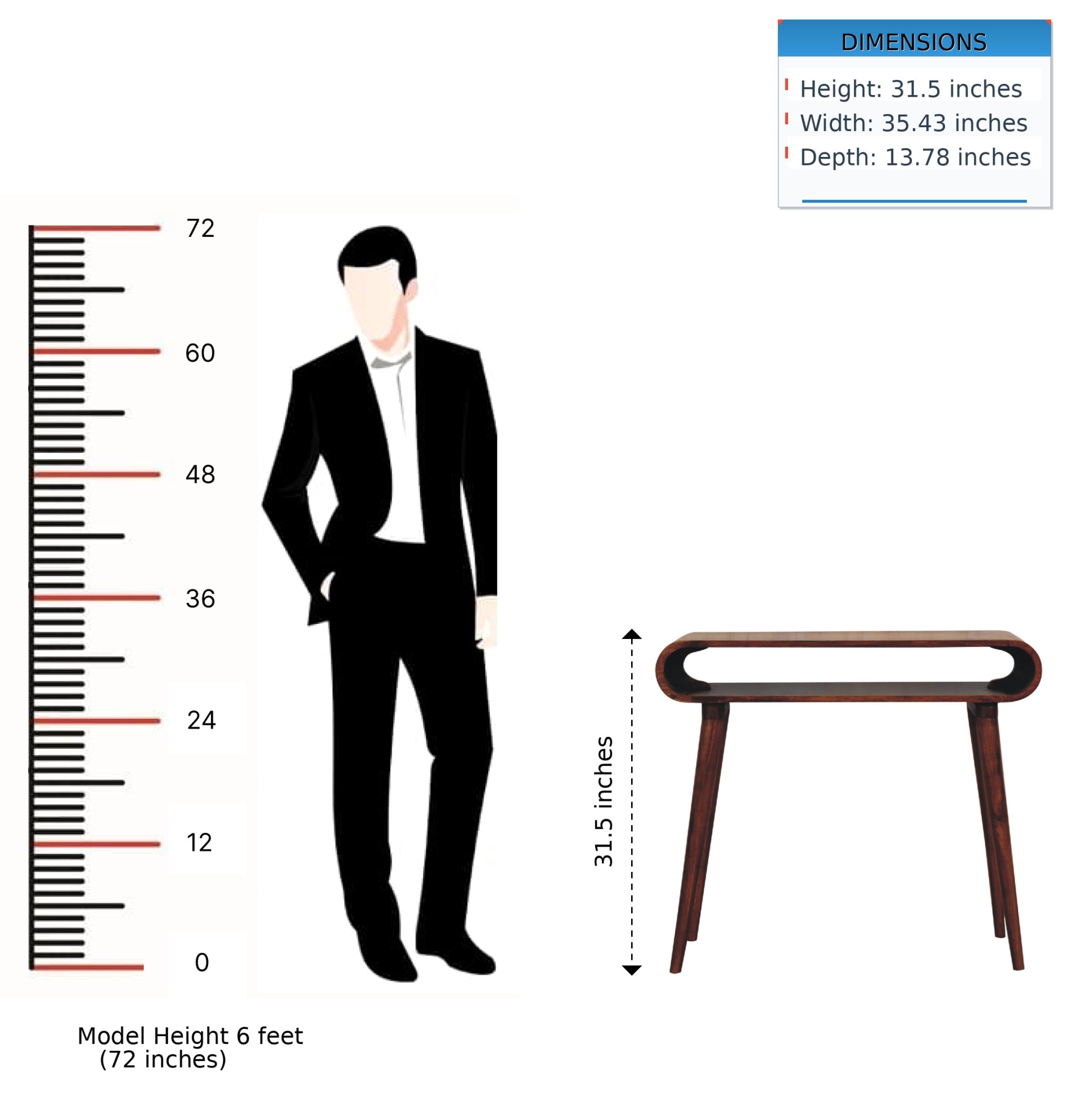 Amaya - Nordic Style Console Table - Chestnut - Image 11