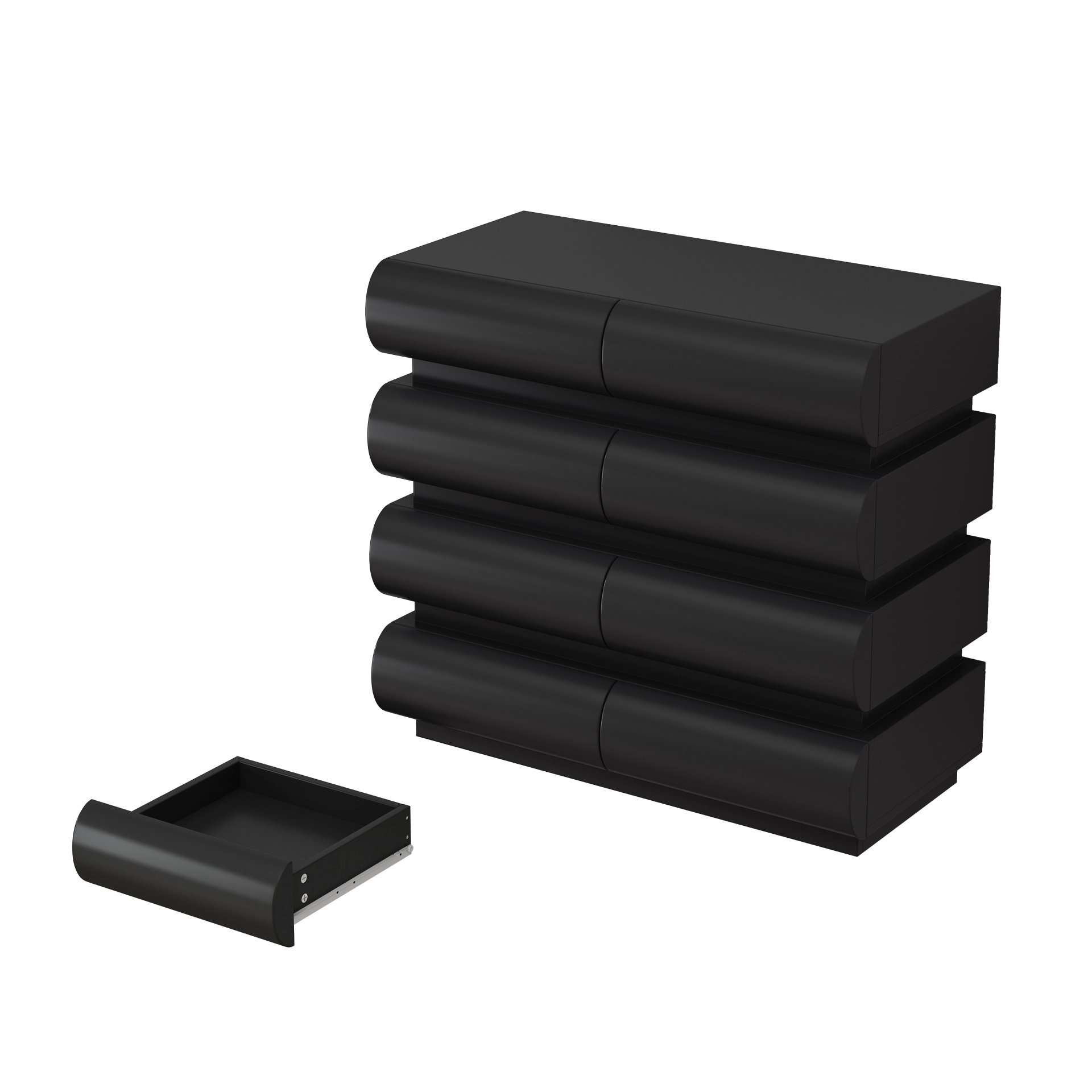 Minimalist Handle Less 8 Drawer Dresser With Wide Storage - Black - Image 10