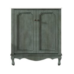 Bathroom Vanity With Sink, Adjustable Shelves - Antique Blue Green / Teal