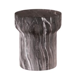 Round Geometric Outdoor End Table - Marble