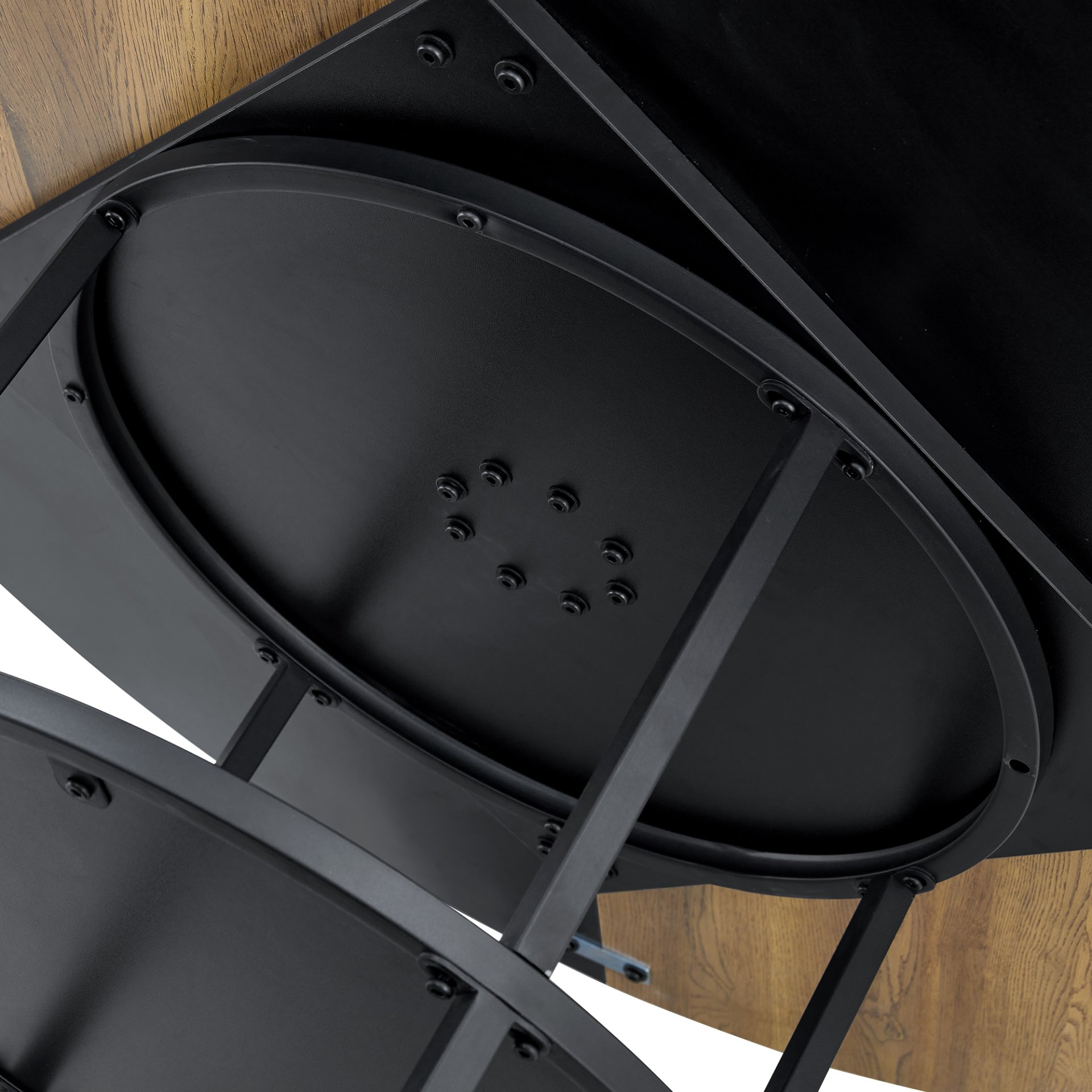 Diameter - Modern Splicing Circular Dining Table Double Layer Storage - Wood / Black - Image 11