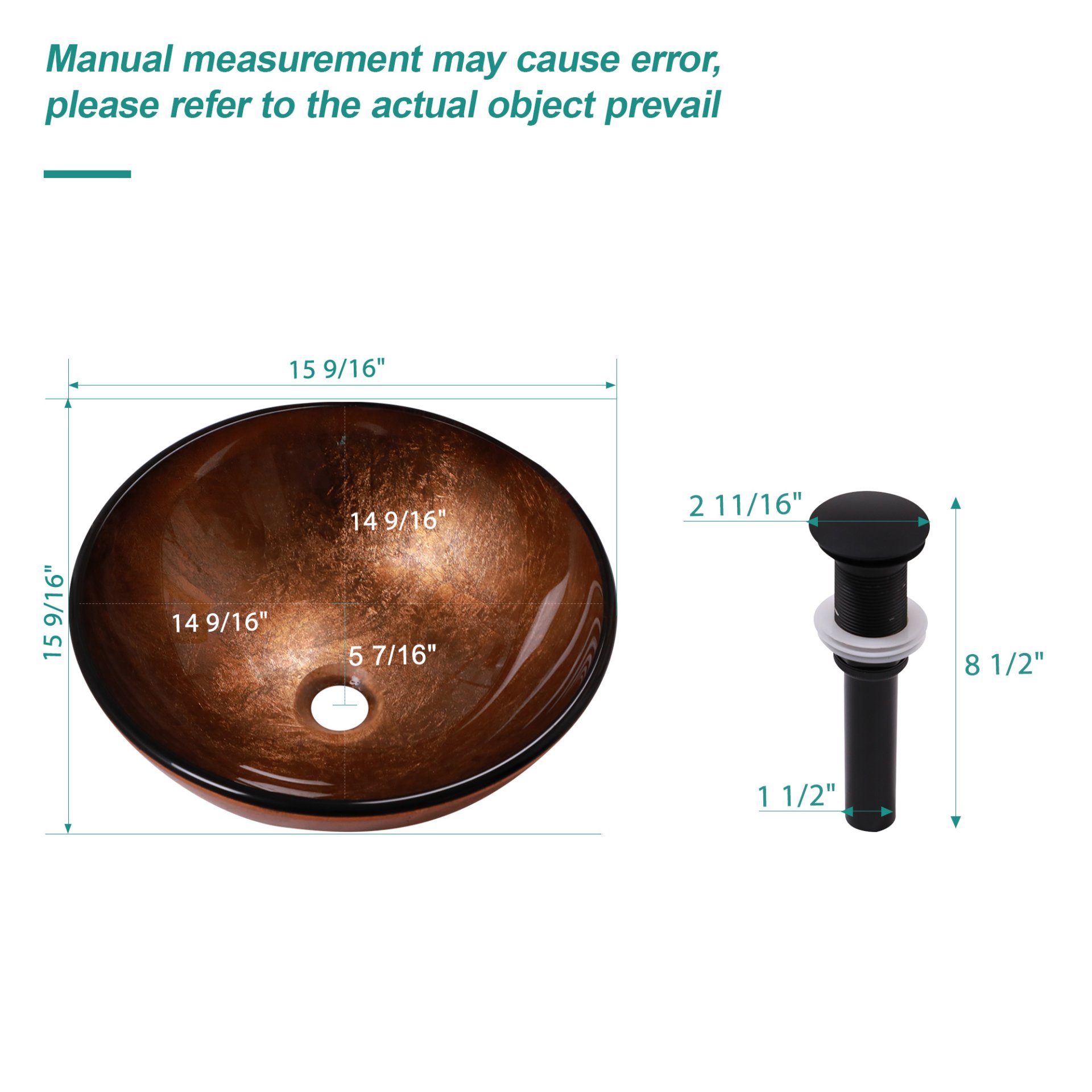 Artistic Vessel Bathroom Sink With Pop Up Drain - Brown - Image 3