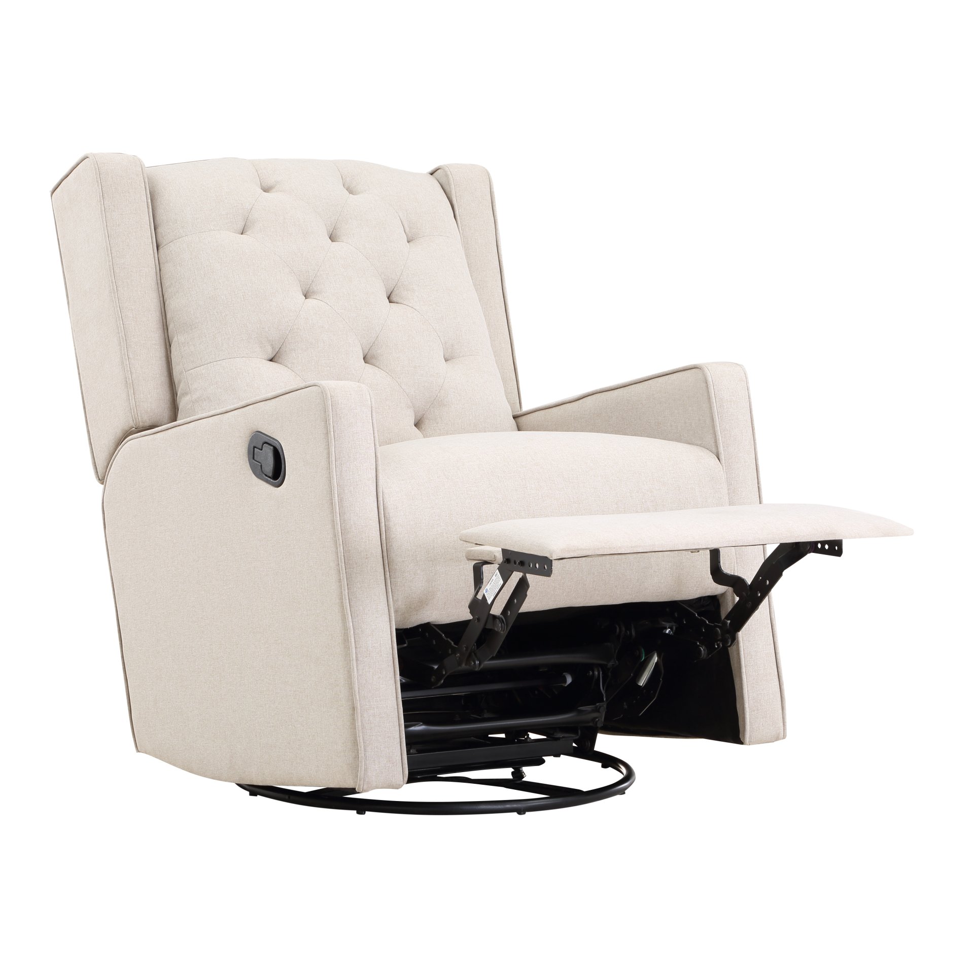 Milah - Gliding Swivel Recliner Tufted Latte - Light Coffee - Image 4