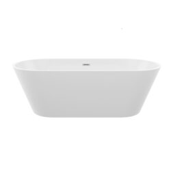 Gloss Freestanding Bathtub With Drain, Stand Alone Soaking Tub For Classic Bathrooms - Glossy White