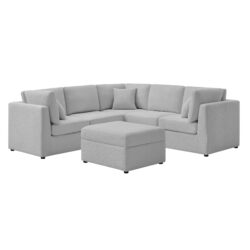 Chauncy - 6 Piece Sectional Shofa With Storage Ottoman - Gray