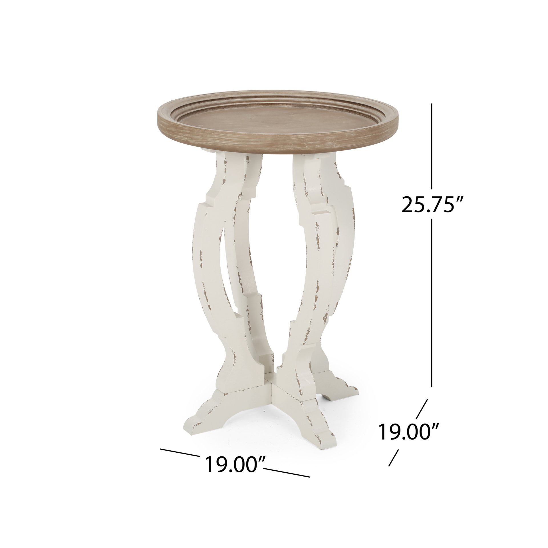 French Country Style Accent Table With Hourglass Design - Natural - Image 3