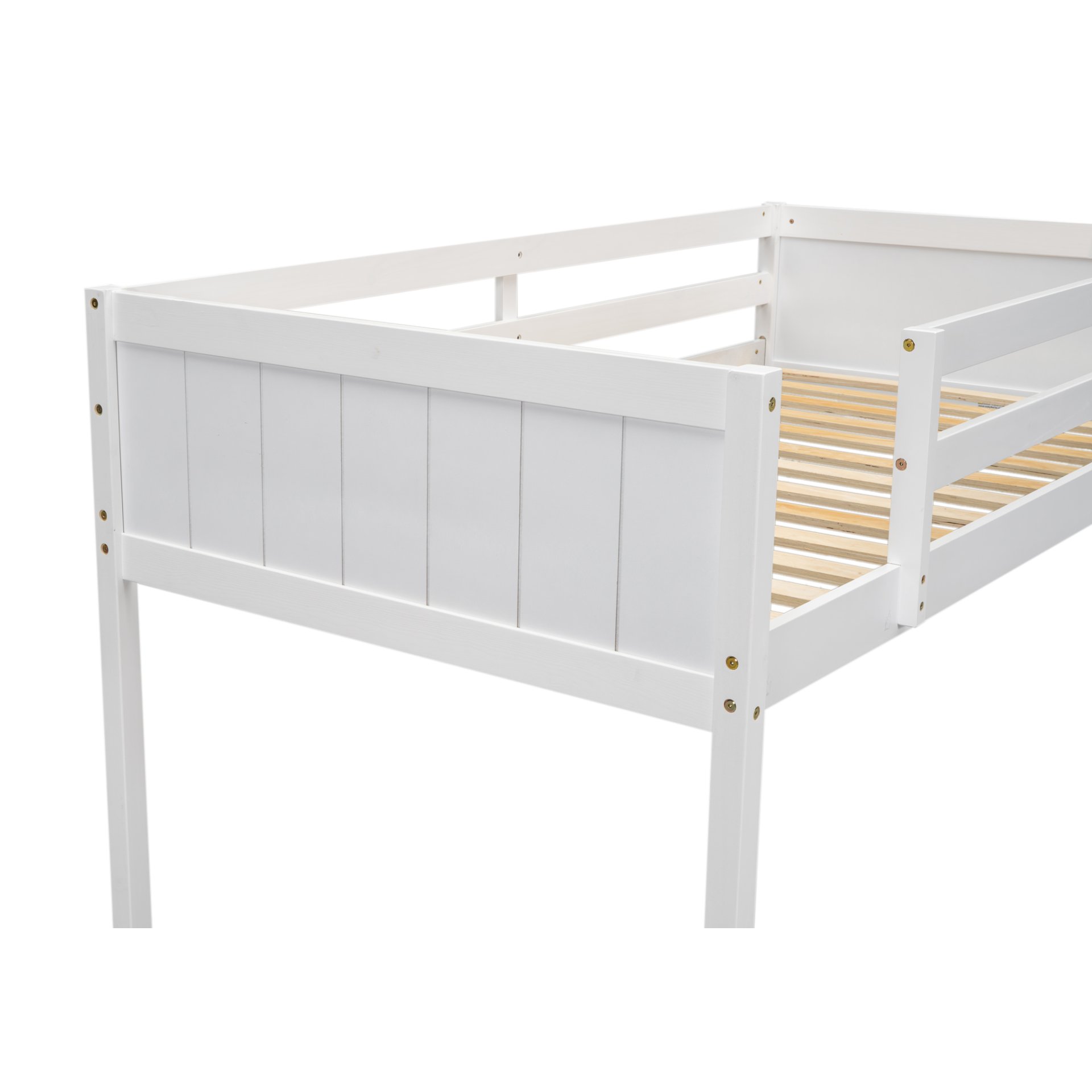 Twin Size Low Loft Bed With Adjustable Ladder - White - Image 8