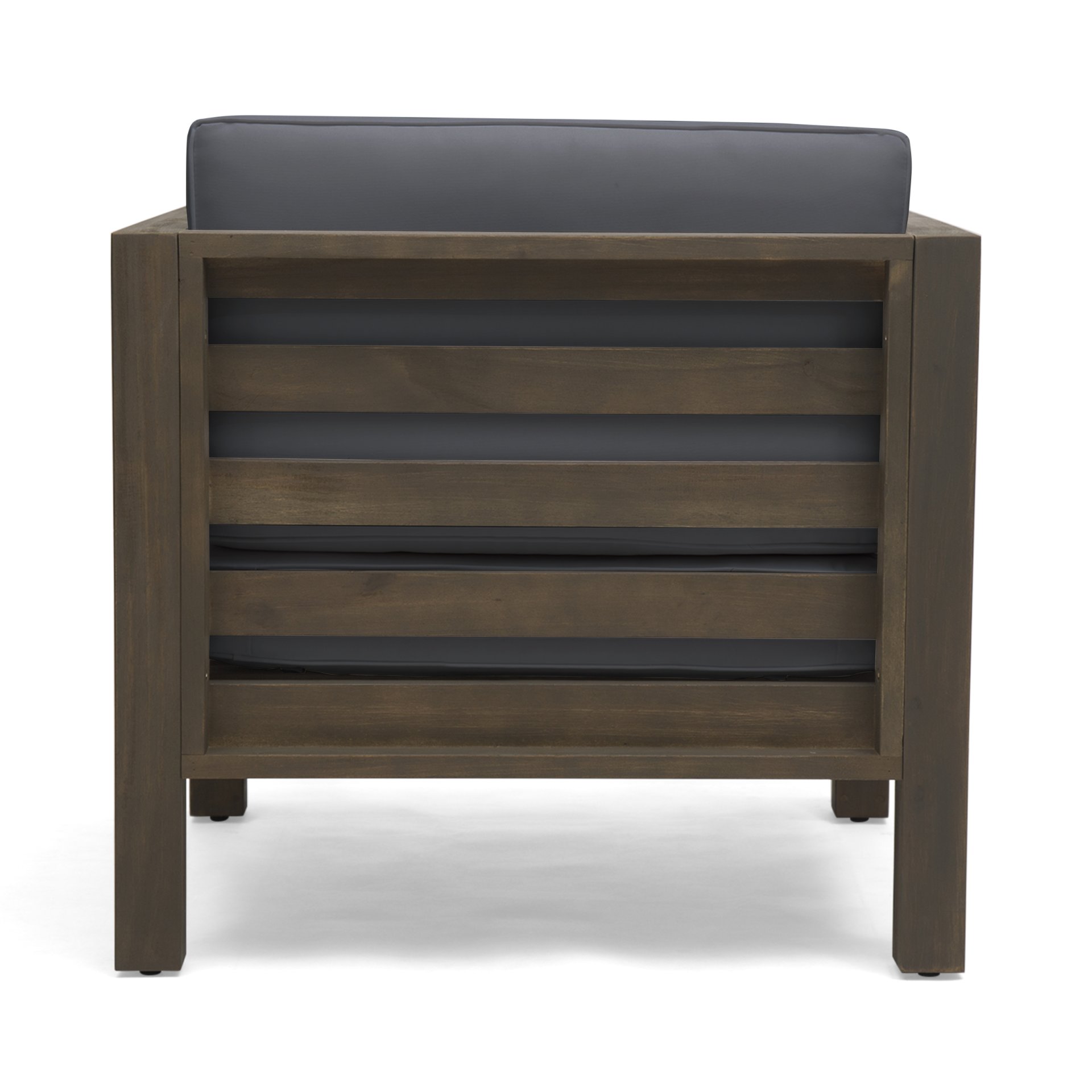 Outdoor Club Chair, Acacia Wood Patio Chair With Fabric Cushion For Backyard, Poolside, Garden Or Porch - Gray - Image 8