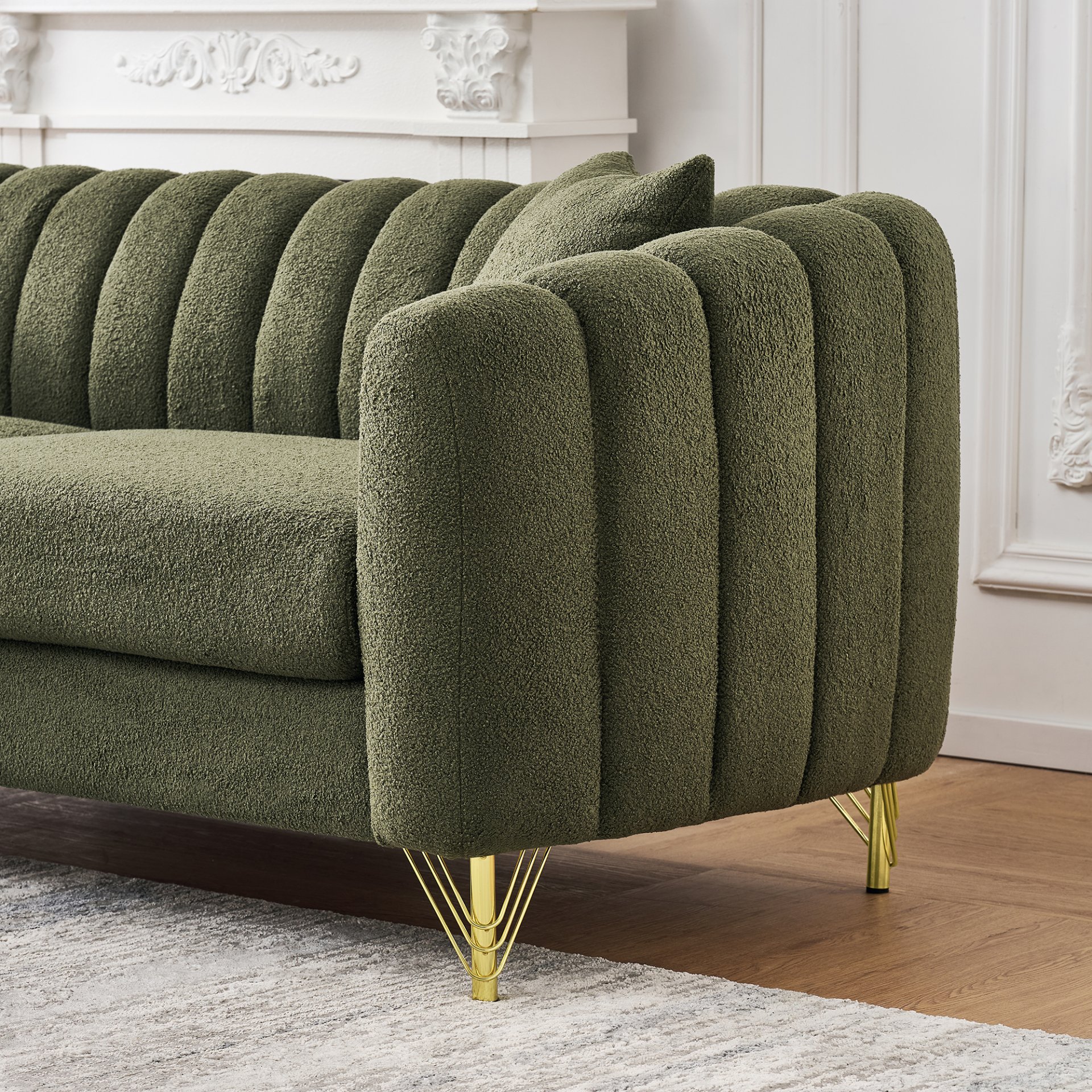 Luxury Oversized Sofa, 3 + 3 Seater, Tufted Couch For Living Room - Green - Image 9
