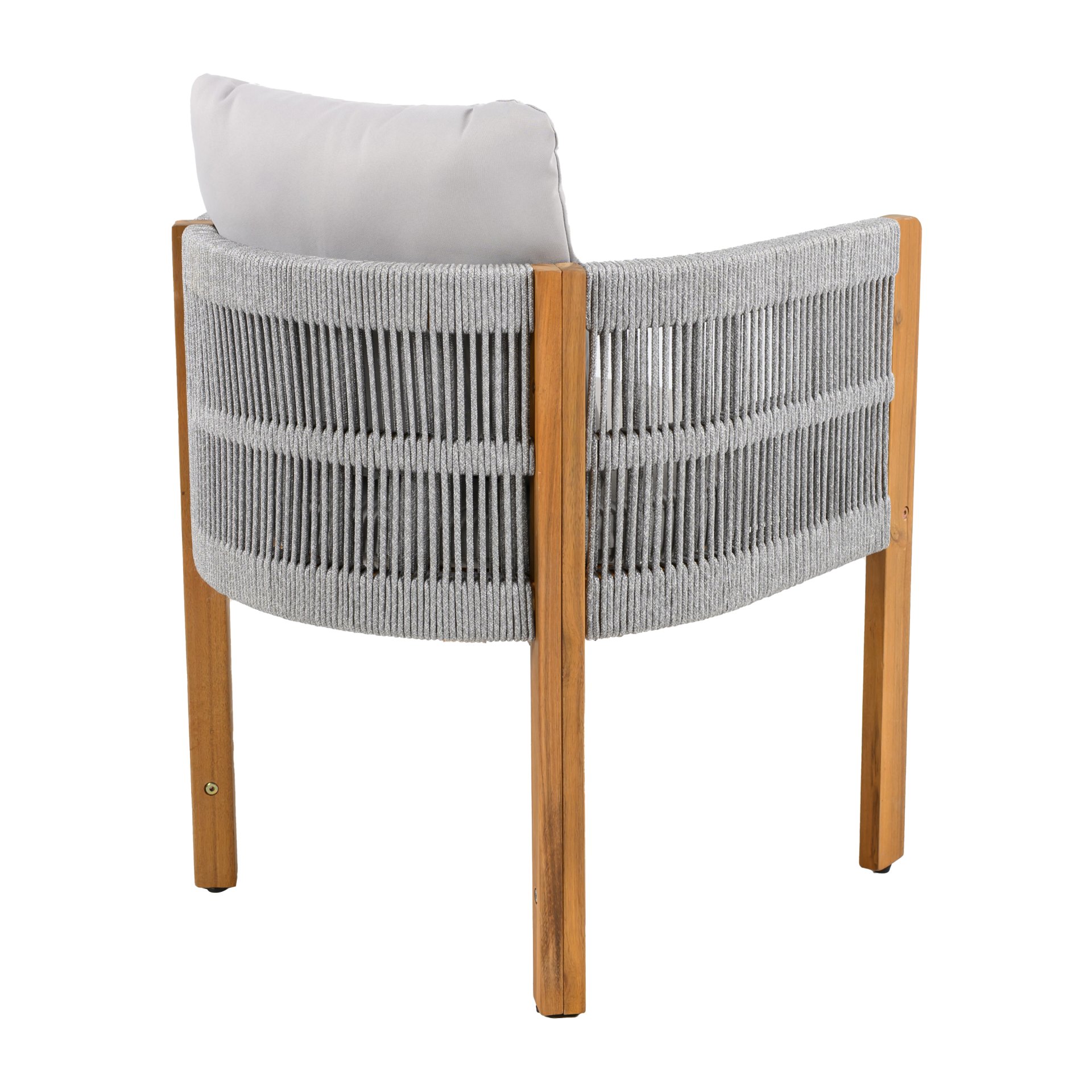Outdoor Dining Chairs With Rope Handles (Set of 2) - Gray / Teak - Image 11