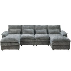 Modular Sectional Sofa Cloud Couch With Double Chaise Lounge, U Shaped - Gray