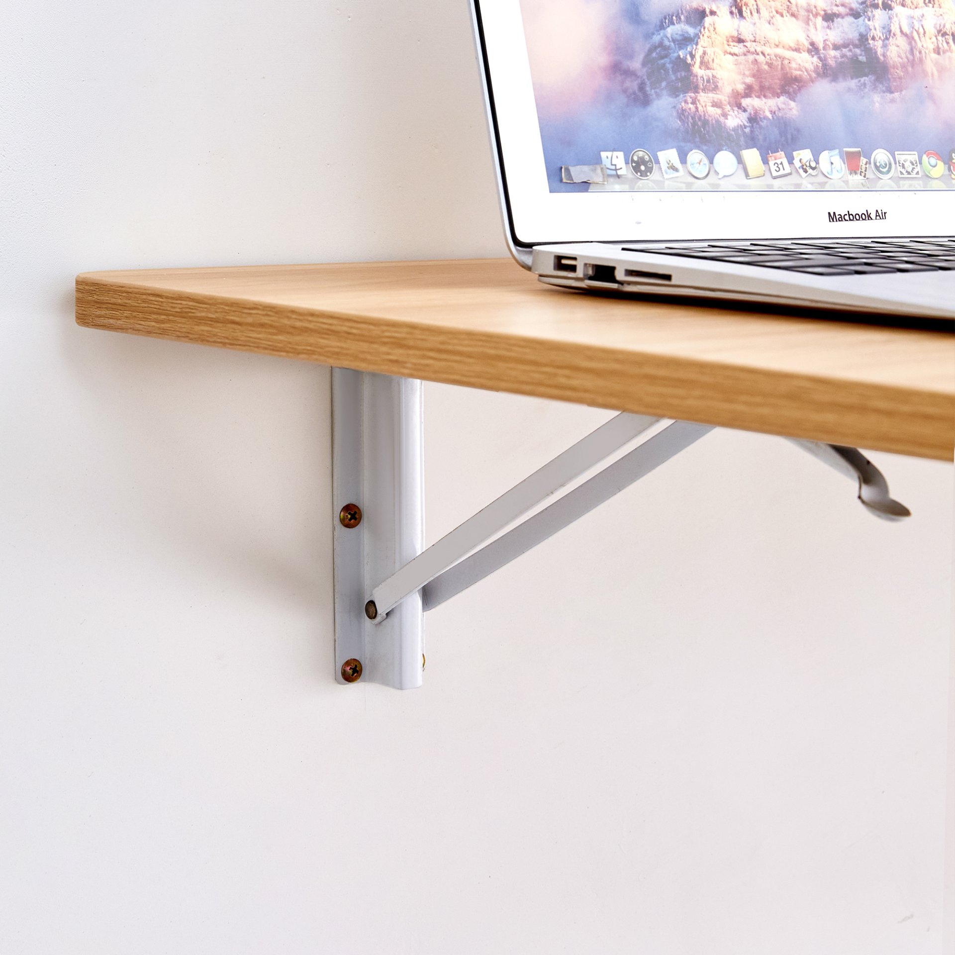 Laundry Room Folding Table Wall Mounted, Folding Table For Small Spaces, Fold Down Desk, Workbench, Addition To Garage & Shed - Burly Wood - Image 16