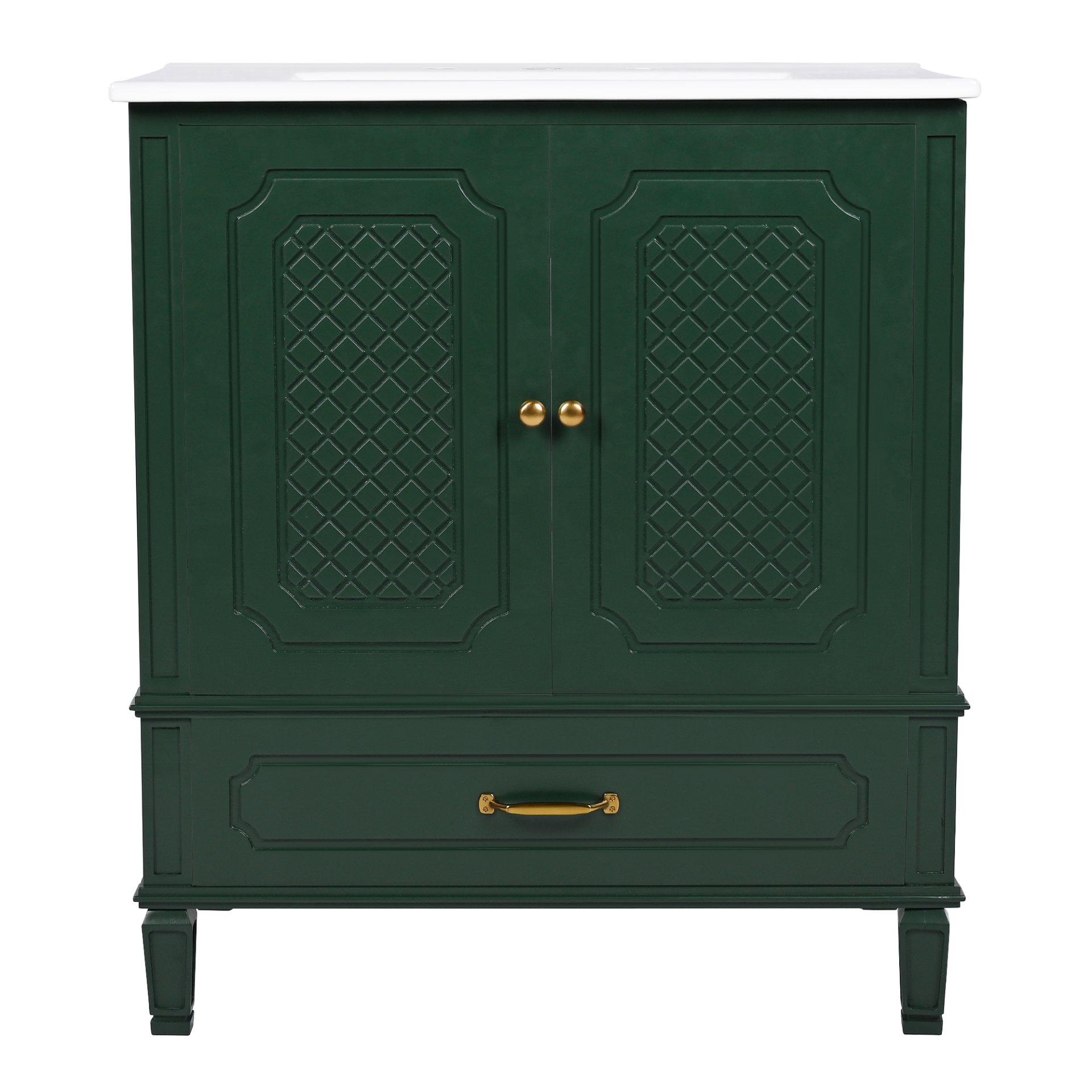 30" Bathroom Vanity With Sink, Soft Closing Door, Multi Functional Storage - Green - Image 11