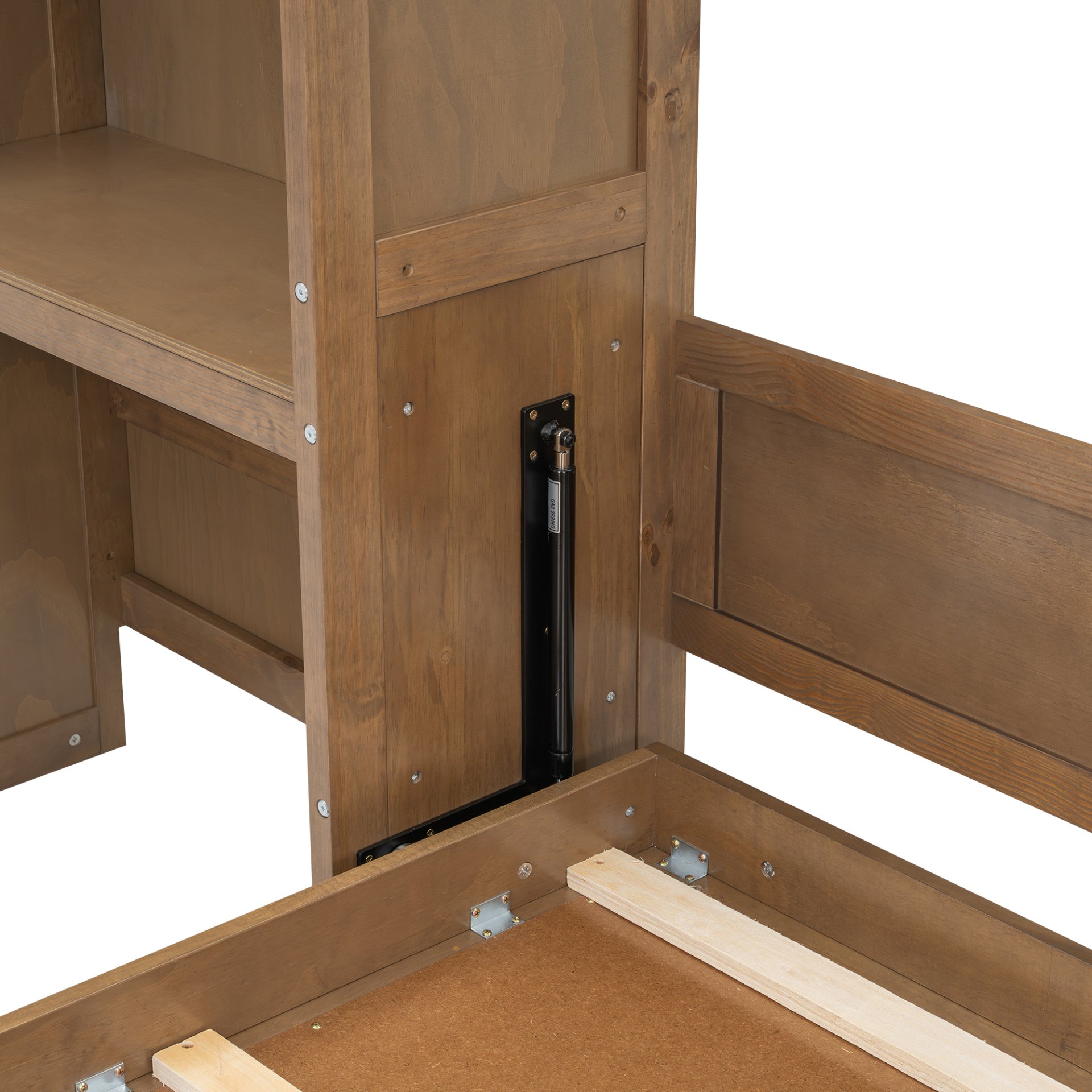 Queen Size Murphy Bed With Louvered Design And Multiple Storage Shelves - Wood - Image 15