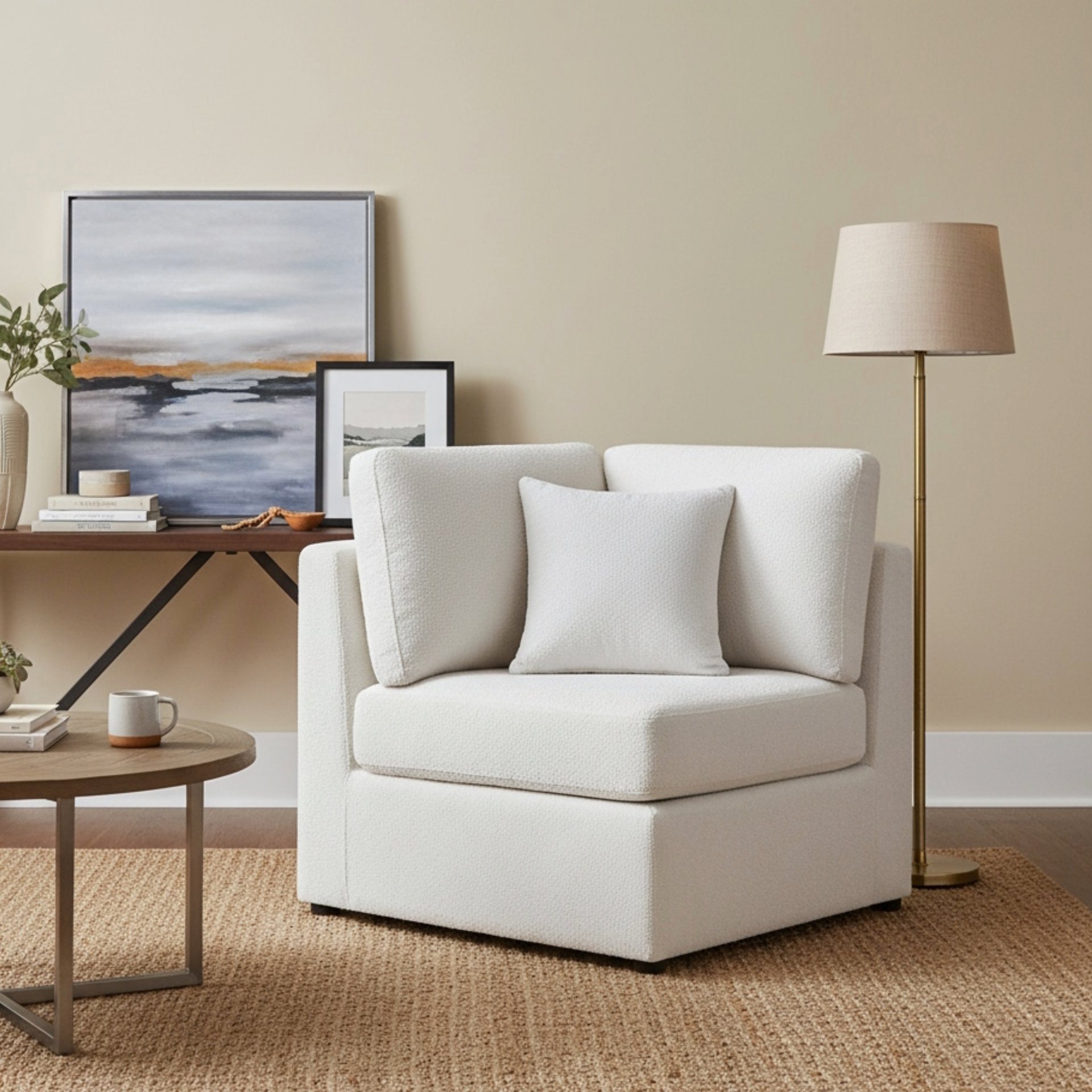 Chauncy - Corner Wedge Chair - Ivory - Image 2