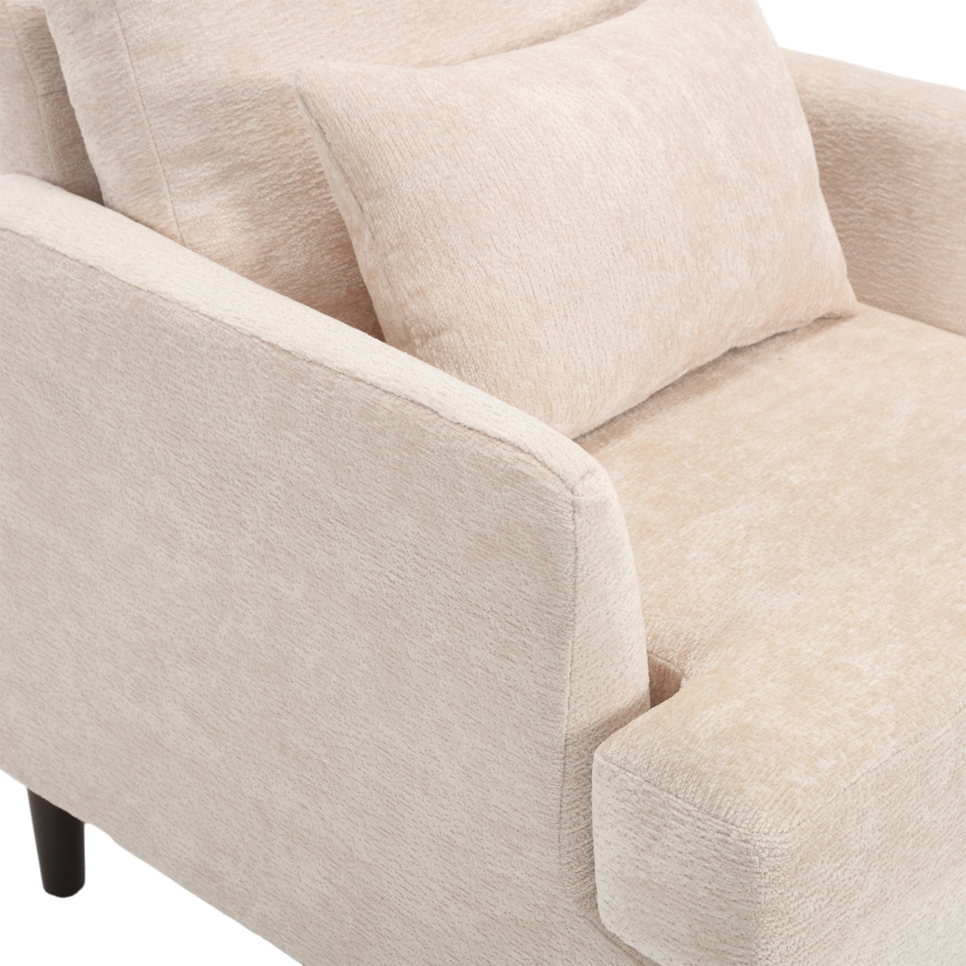 Modern Accent Lounge Chair With Tufted Club Design - Beige - Image 15