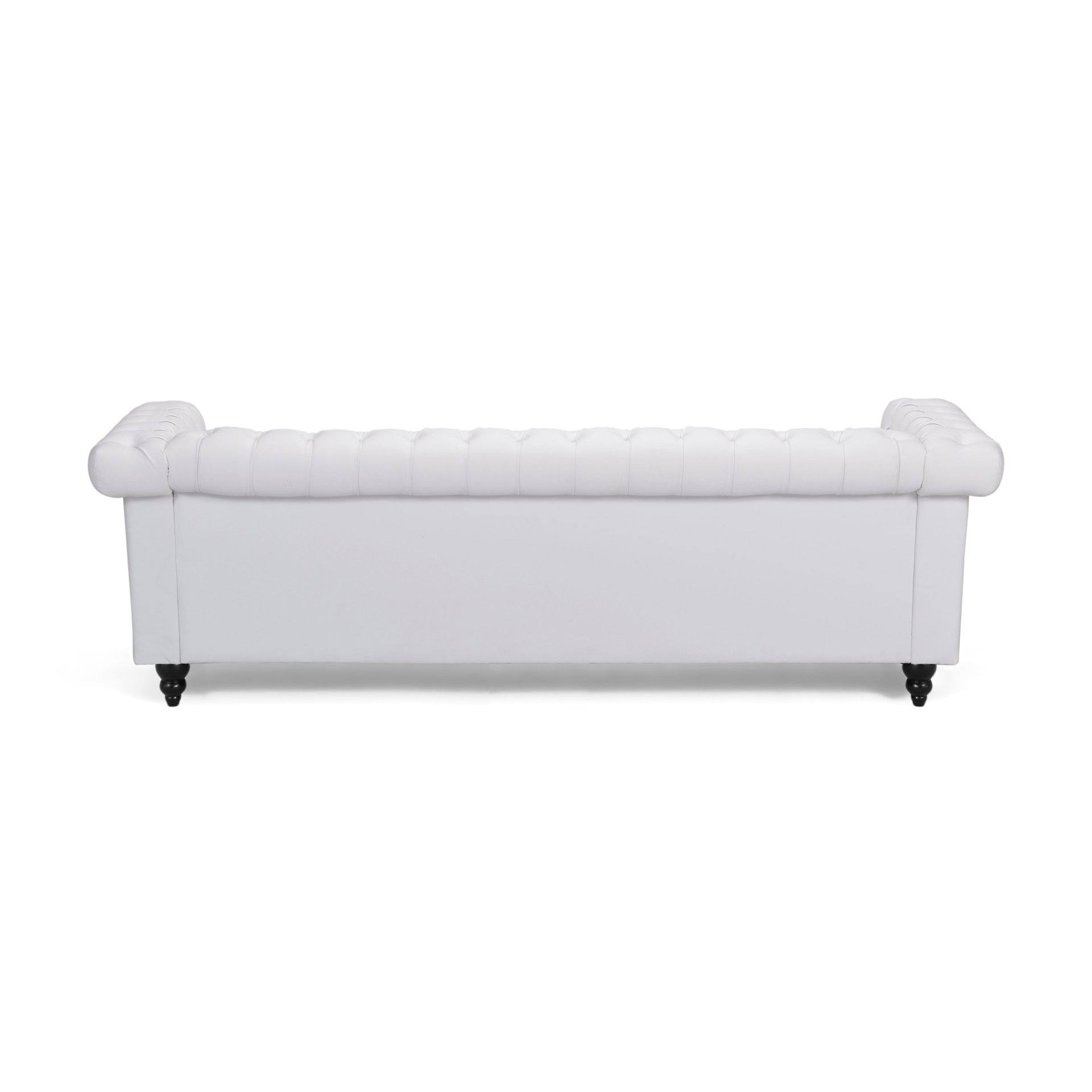 Chesterfield Style 3 Seater Sofa With Button Tufting And Nail Head Accents - White - Image 9