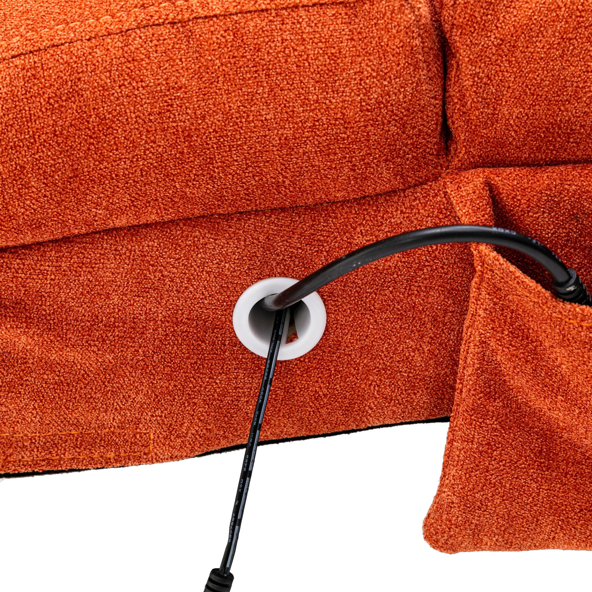 Ergonomic Linen Massage Chaise Lounge With Remote Control, 5 Modes - Orange - Image 22