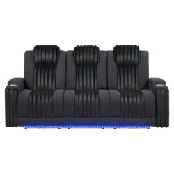 Duran - 2 Piece Power Reclining Sofa And Loveseat, LED Light, USB, And Bluetooth Speaker - Black