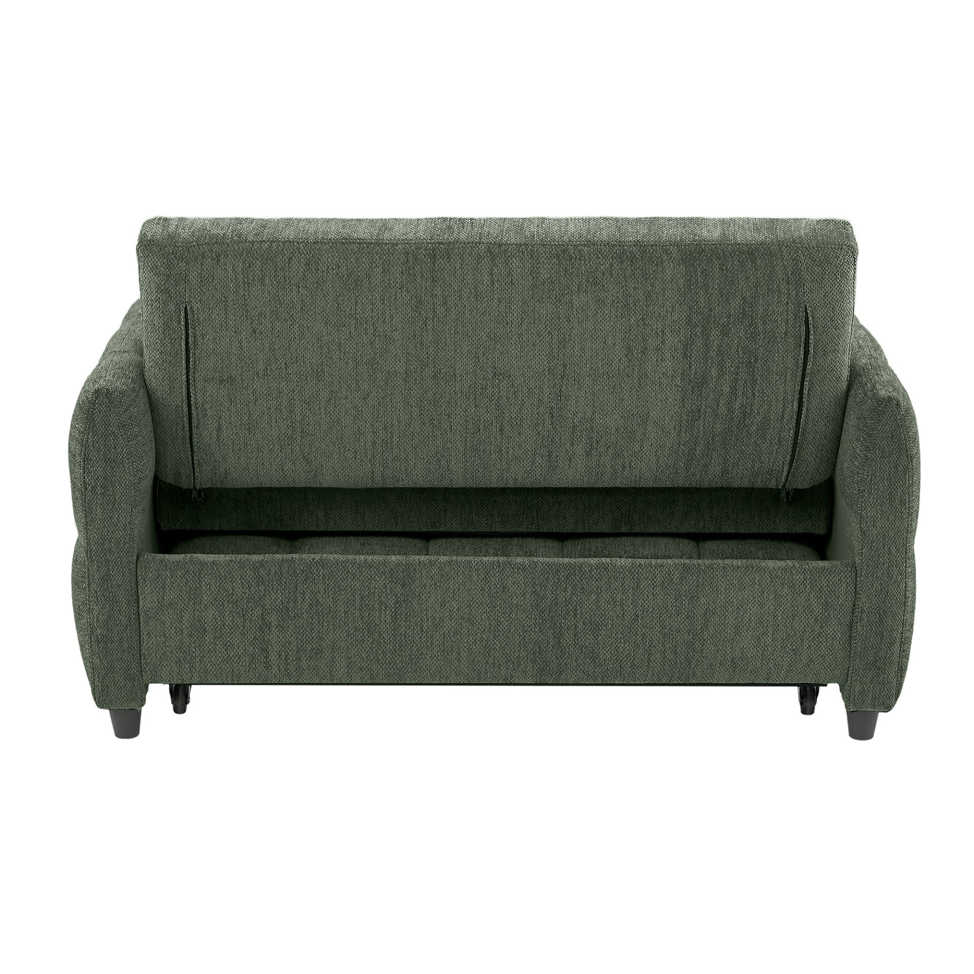 Tufted Loveseat Sofa Bed With Adjustable Backrest, 3 USB Ports, And 2 Lumbar Pillows - Green - Image 15