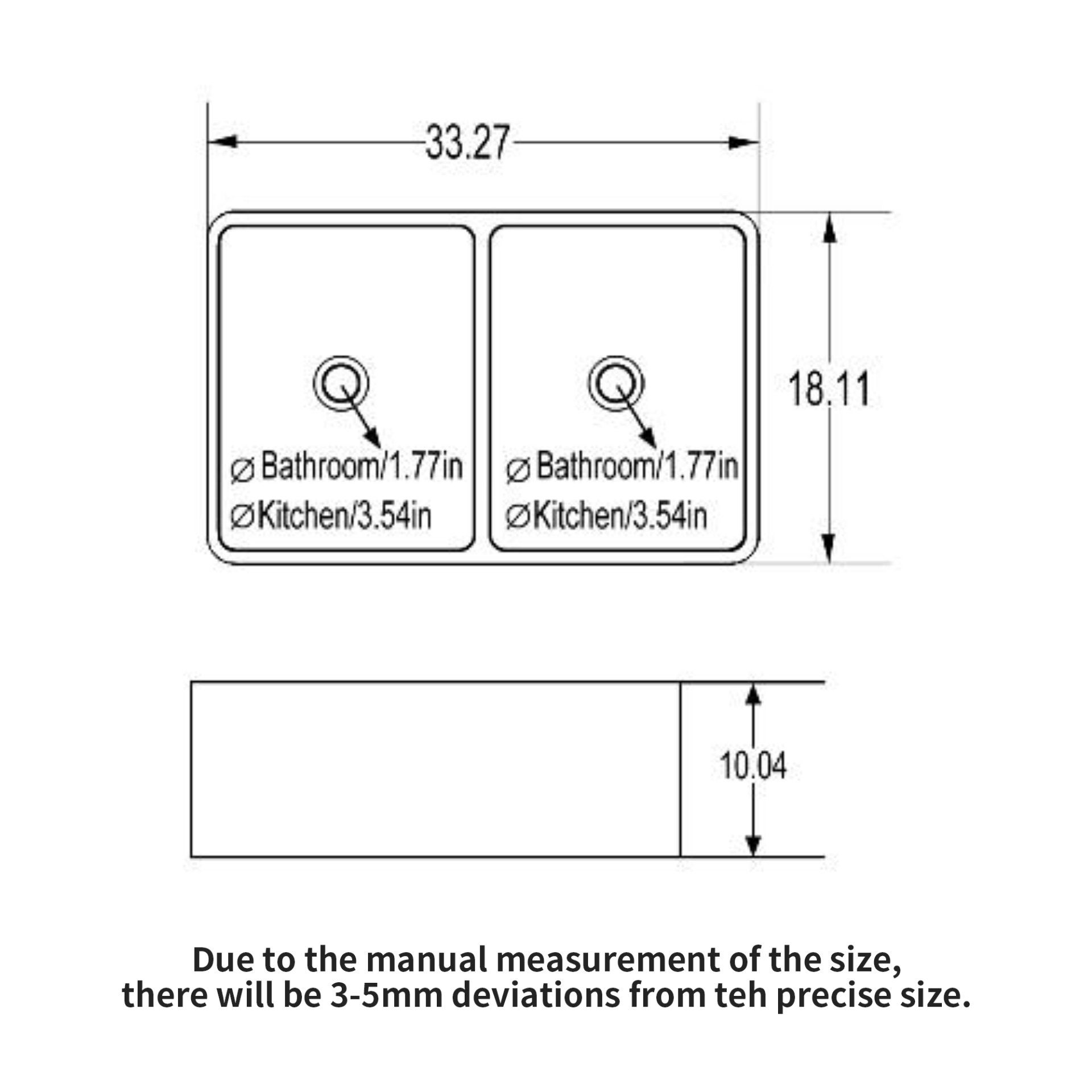 Sink 33" Double Bowl Apron Front Kitchen Sink 50 / 50 - White - Image 3