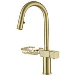 Cincosky - High Arc Pull Down Kitchen Faucet Single Hole Stainless Steel Sink Faucet - Brushed Gold