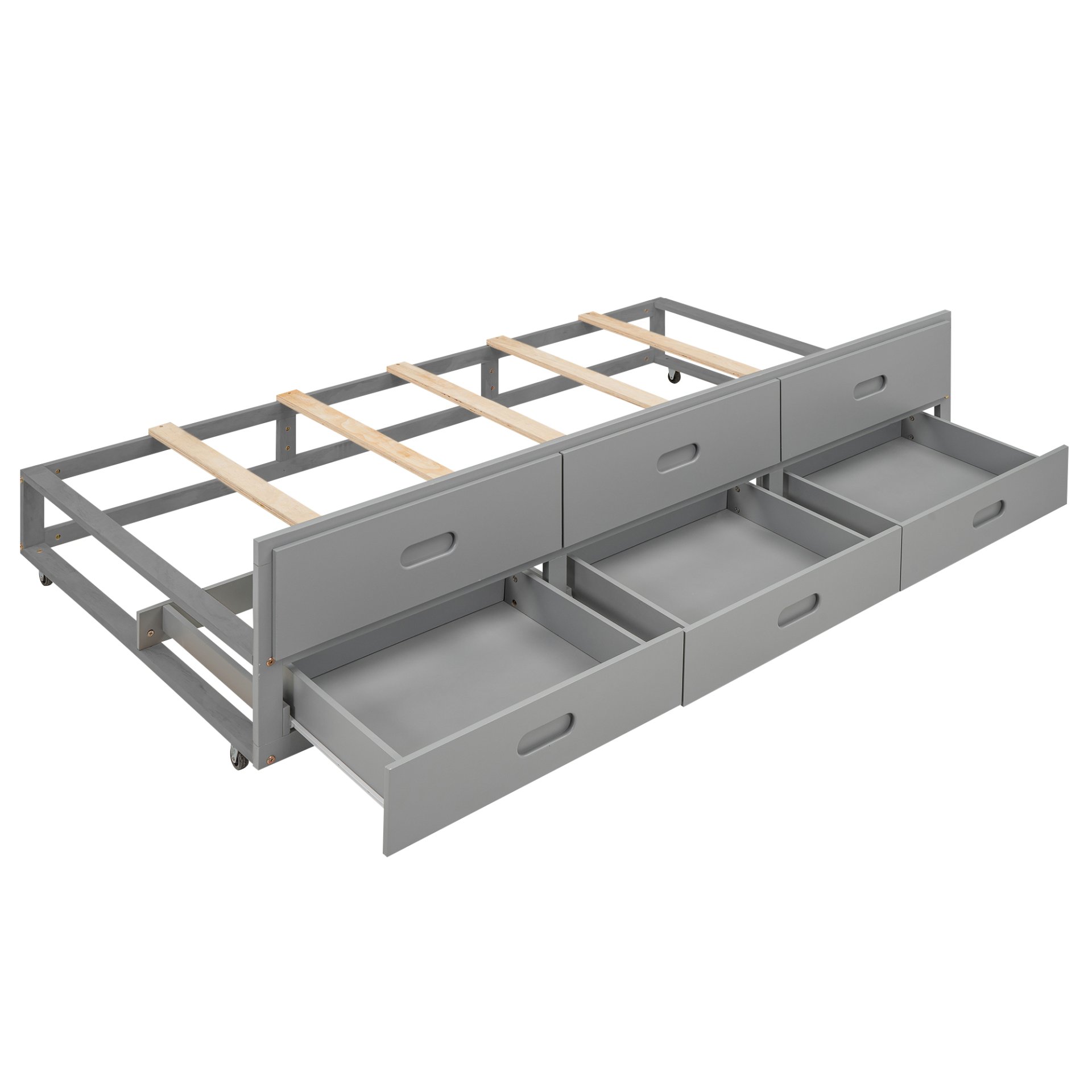 Full Size Platform Bed With Storage Headboard, USB Ports, Twin Trundle, 3 Drawers Construction - Gray - Image 14
