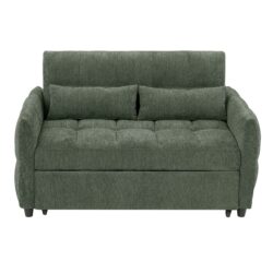 Tufted Loveseat Sofa Bed With Adjustable Backrest, 3 USB Ports, And 2 Lumbar Pillows - Green