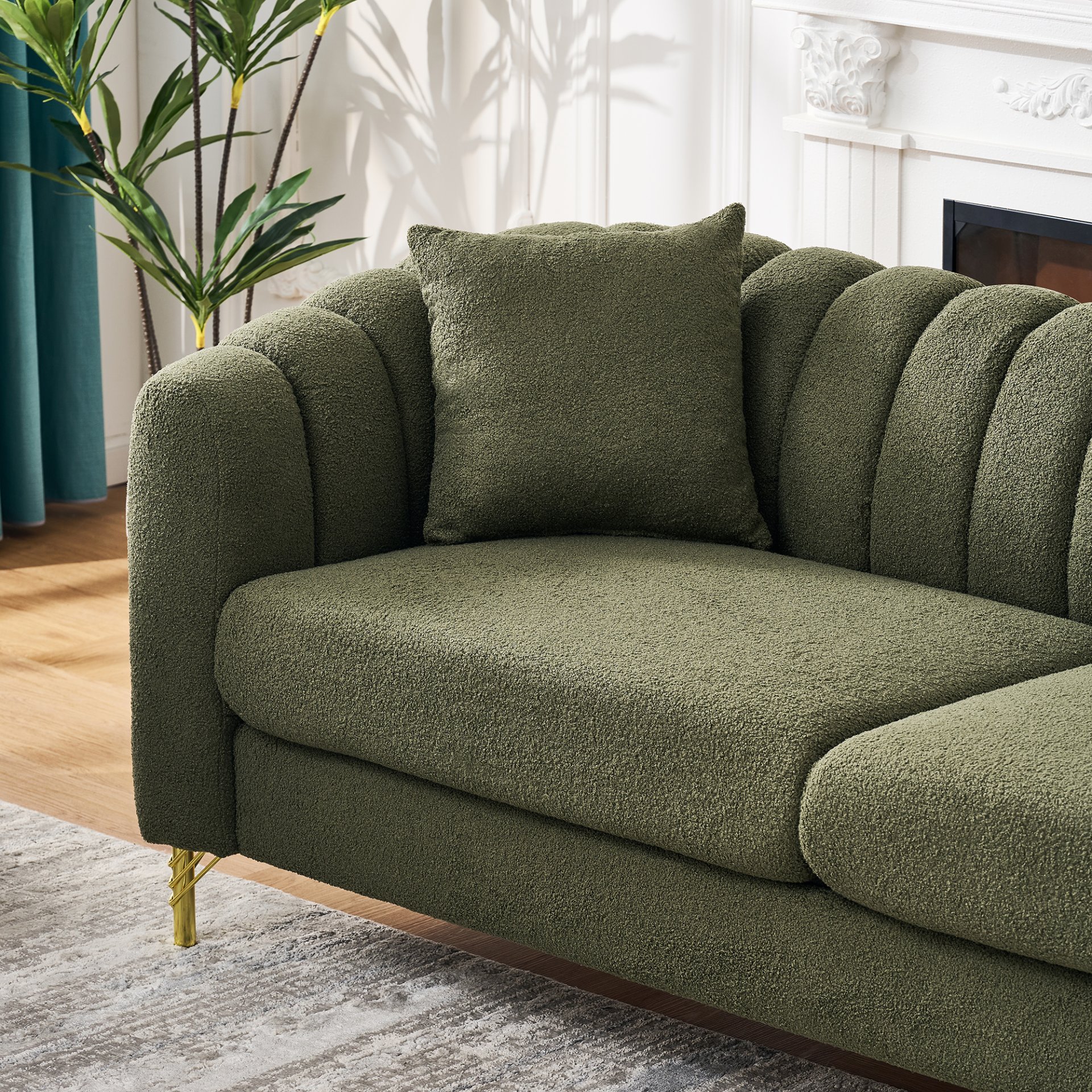 Luxury Oversized Sofa, 3 + 3 Seater, Tufted Couch For Living Room - Green - Image 8