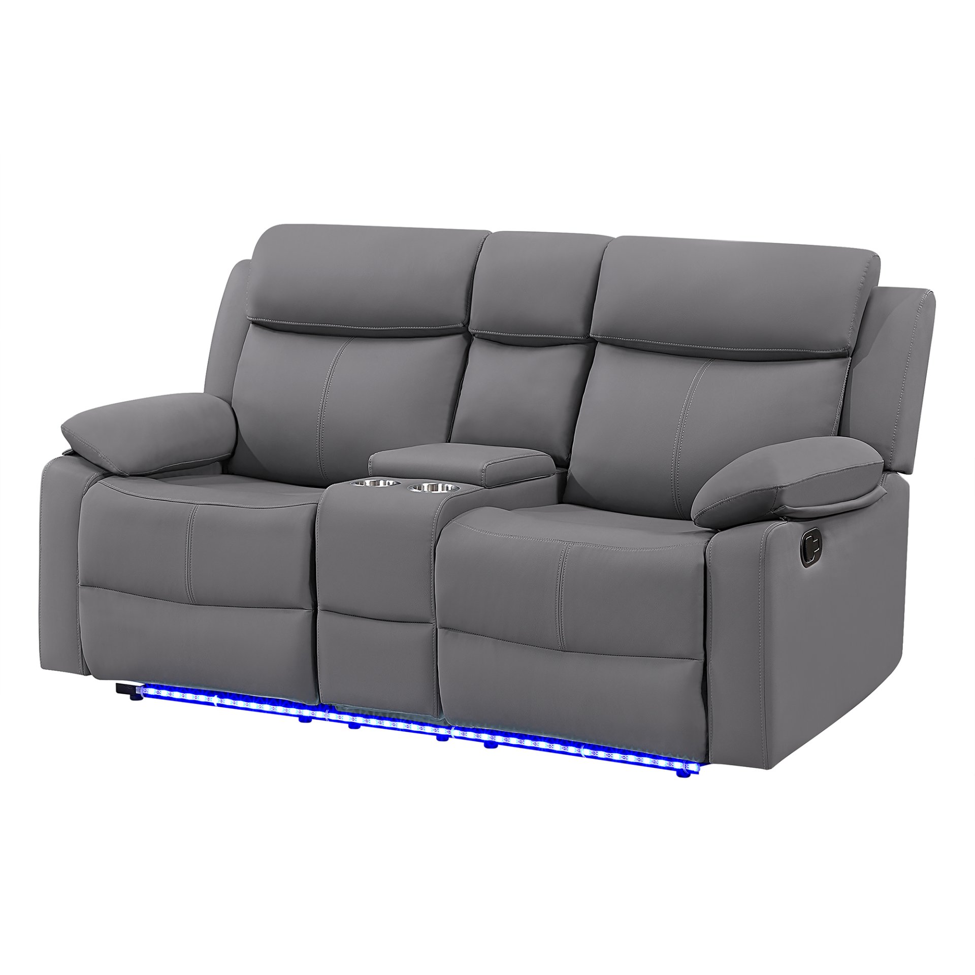 Blanche - Console Reclining Loveseat With LED Lights - Gray - Image 5