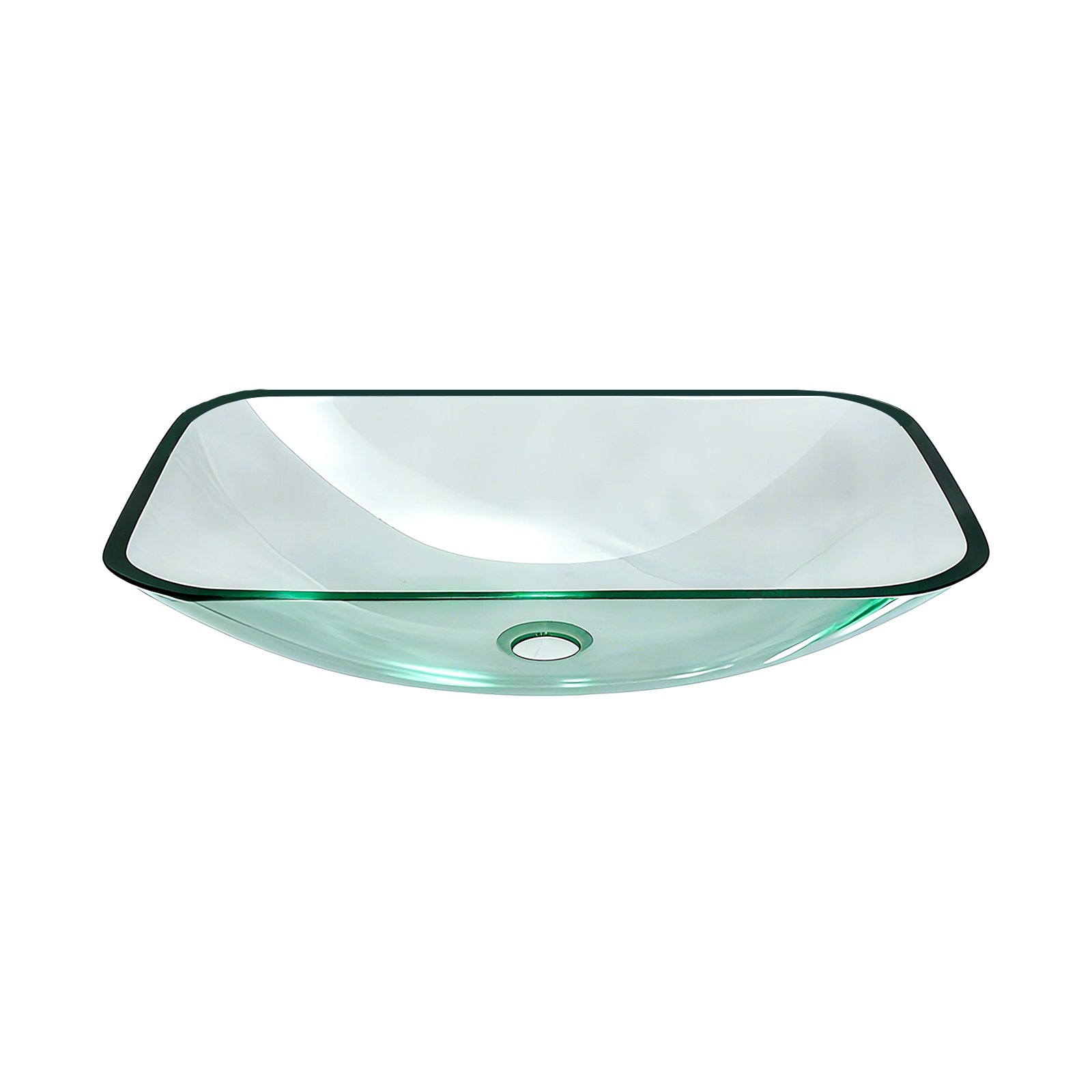Clear Vessel Sink Rectangle Above Counter Bathroom Basin With Pop Up Drain, No Faucet - Clear - Image 7