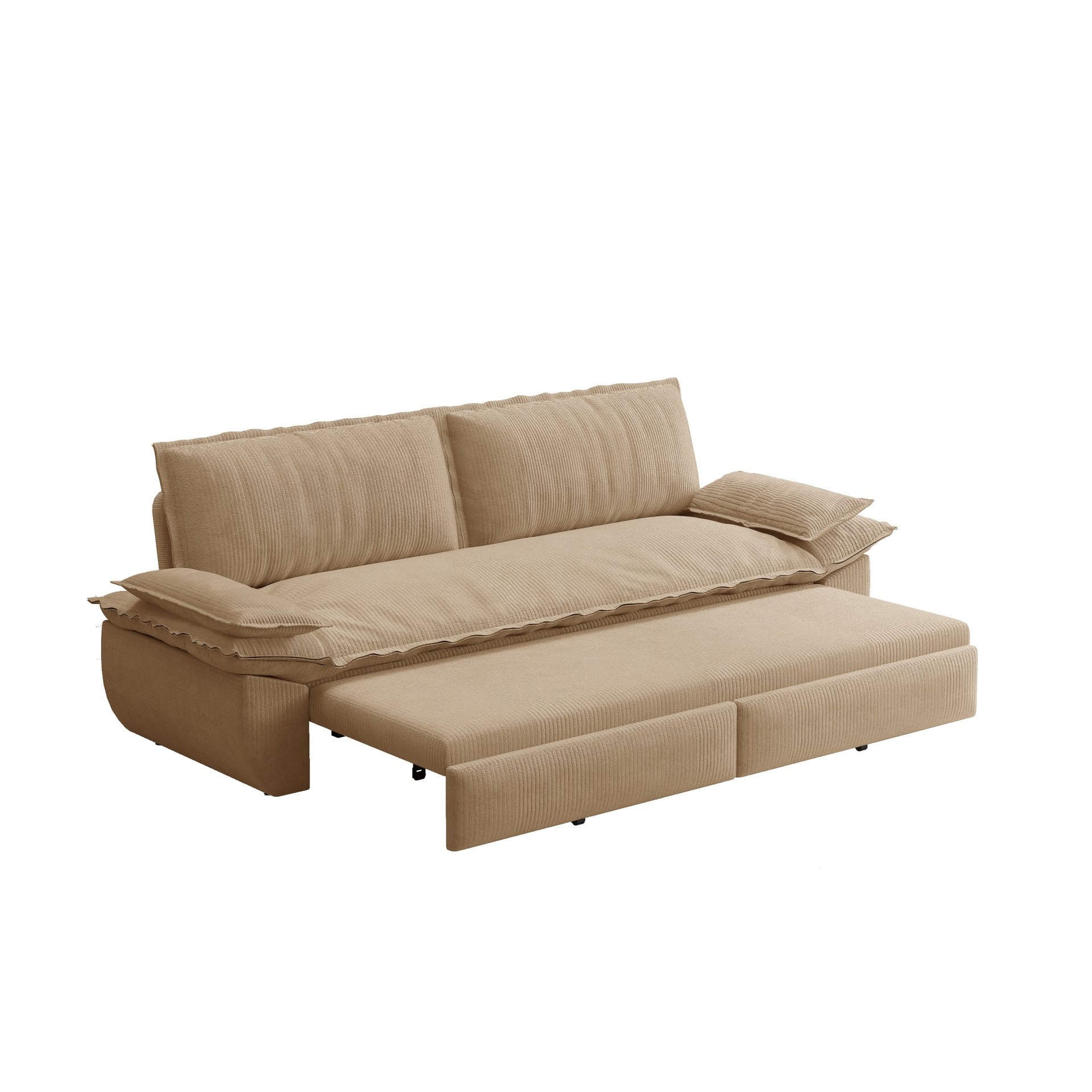 Queen Pull Out Sofa Bed, 3 In 1 Convertible Sleeper Sofa, Multi Functional Loveseat Bed - Camel - Image 16