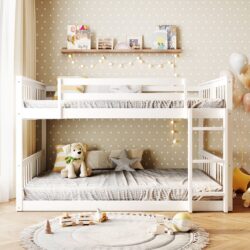 Full Over Full Bunk Bed With Ladder - White