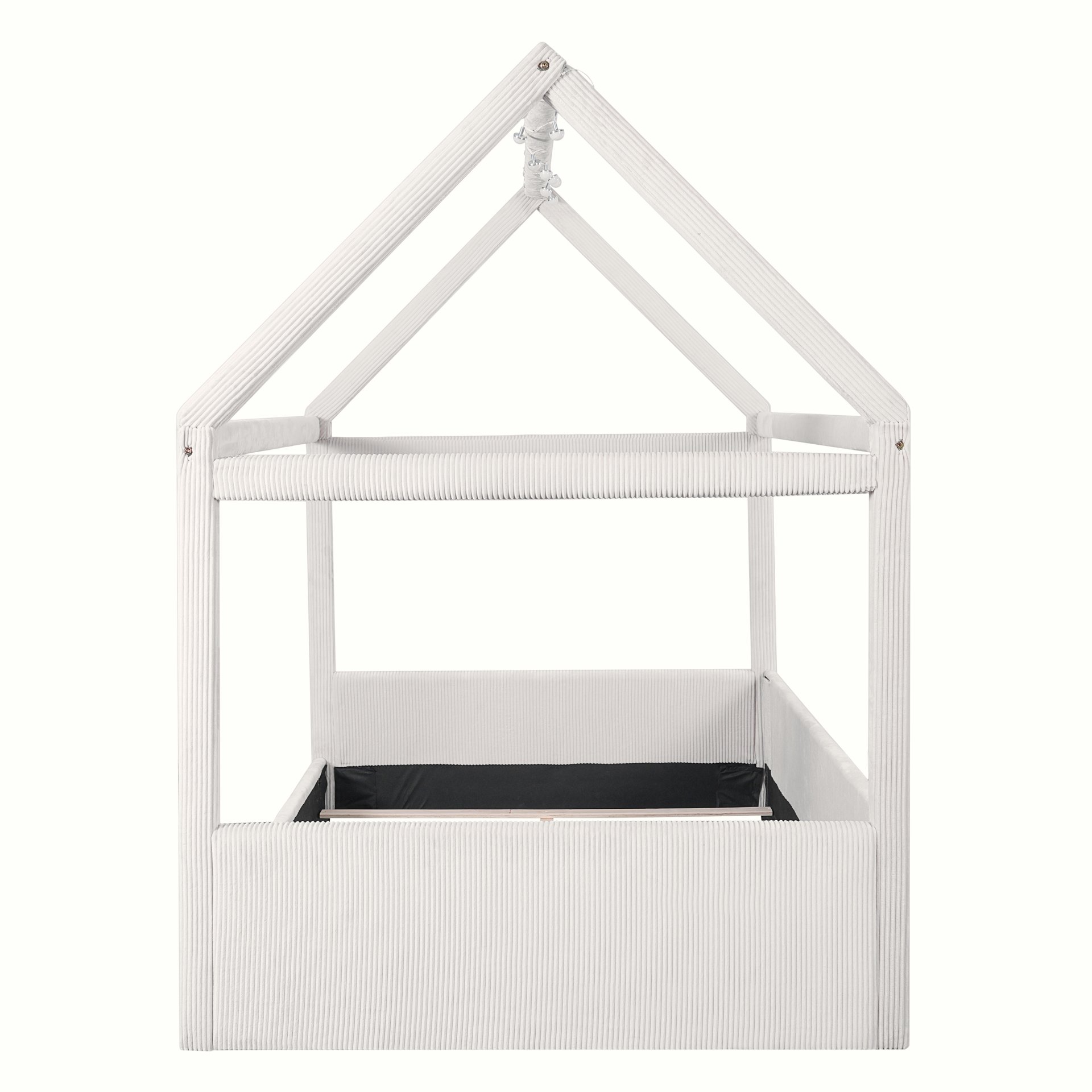 Full Size Upholstered House Style Daybed With LED Light Strips - Beige - Image 14