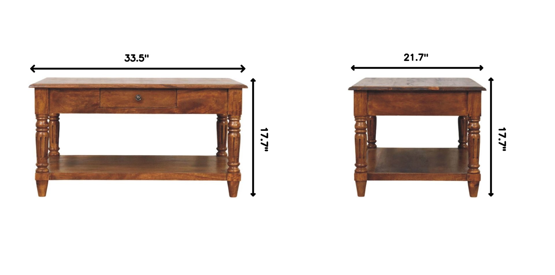 Turned Legs 2 Drawer Coffee Table - Brown - Image 11