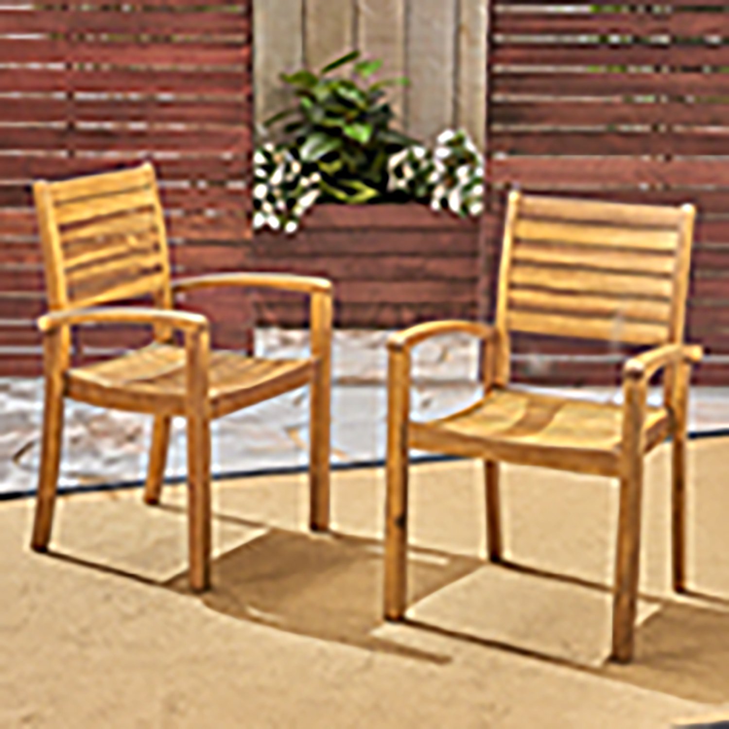 Outdoor Dining Chair, Stacking Design For Patio - Acacia Wood - Image 8