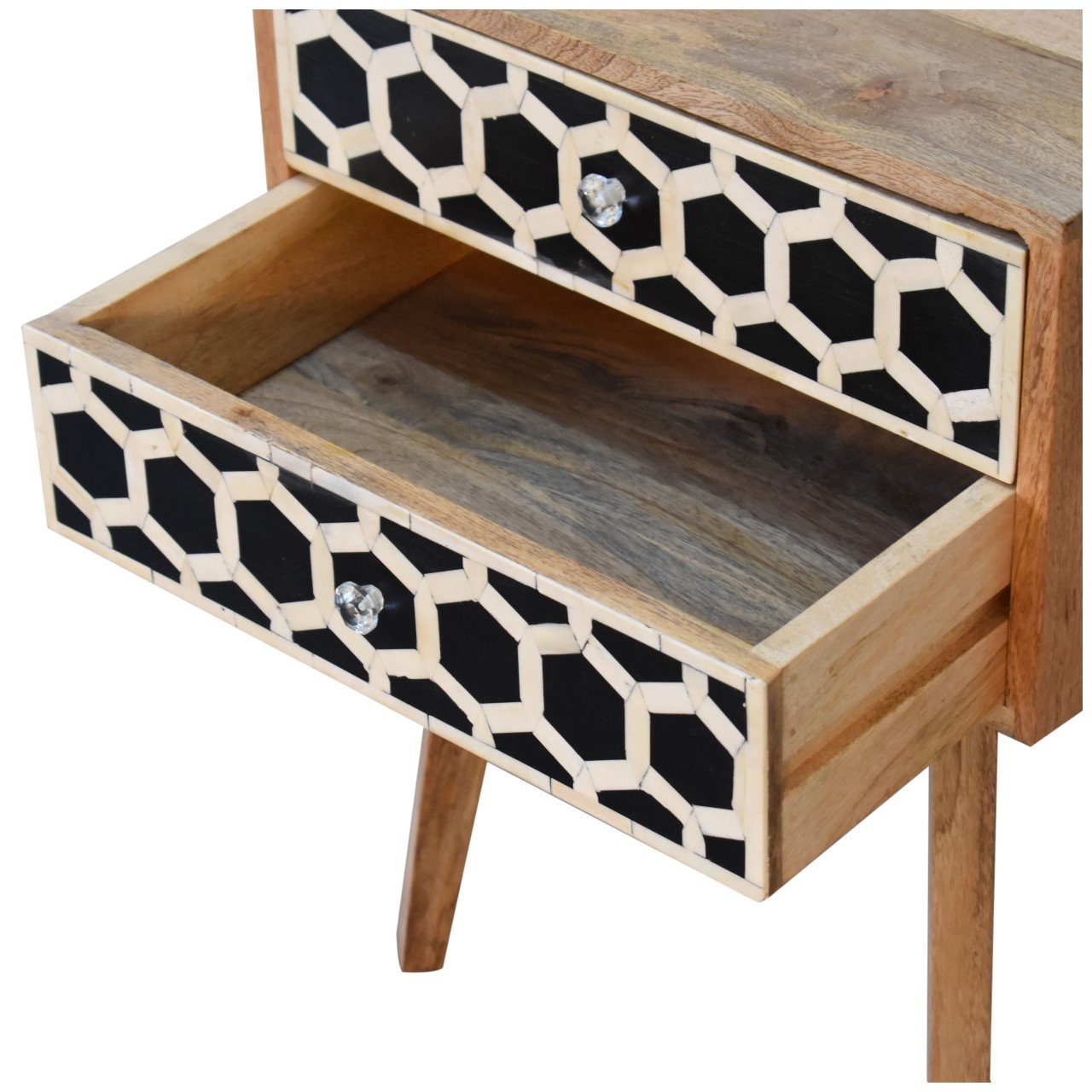 Inlay - Bone Scandi Bedside Table - Oak - Image 6